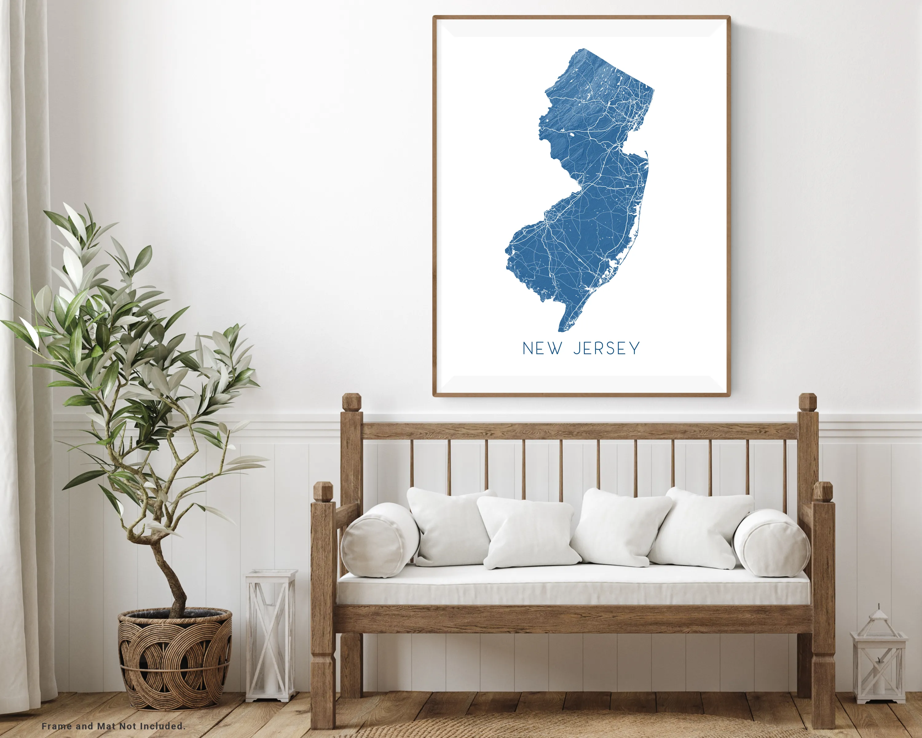 New Jersey Map Print Poster - Topographic Map of New Jersey Wall Art Prints
