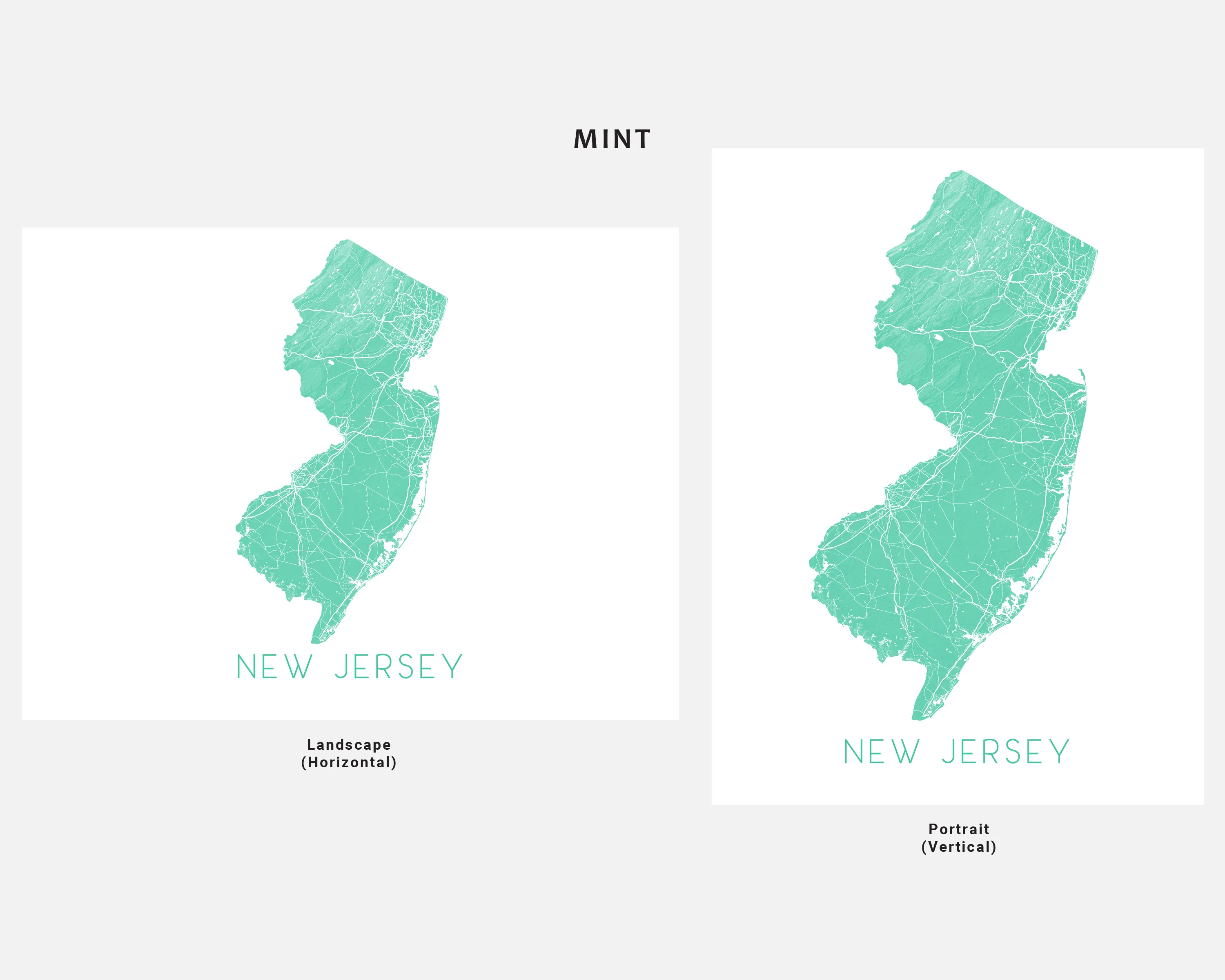 New Jersey Map Print Poster - Topographic Map of New Jersey Wall Art Prints