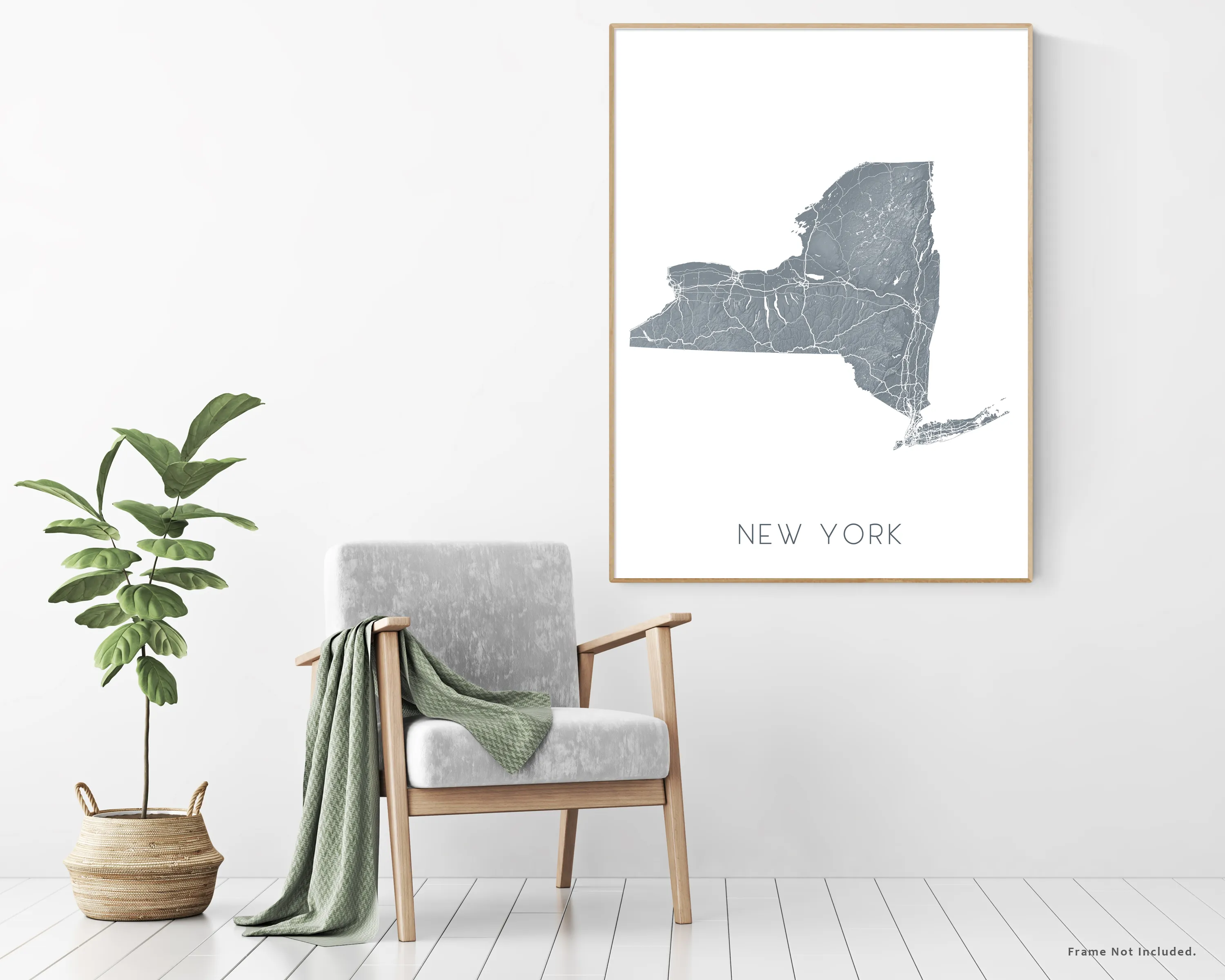 New York State Map Print - Topographic Map of New York Wall Art Prints, New York Maps