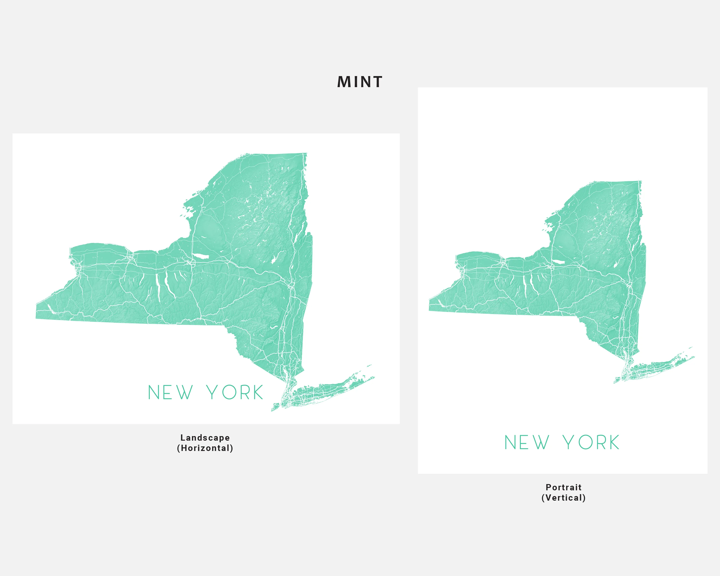 New York State Map Print - Topographic Map of New York Wall Art Prints, New York Maps
