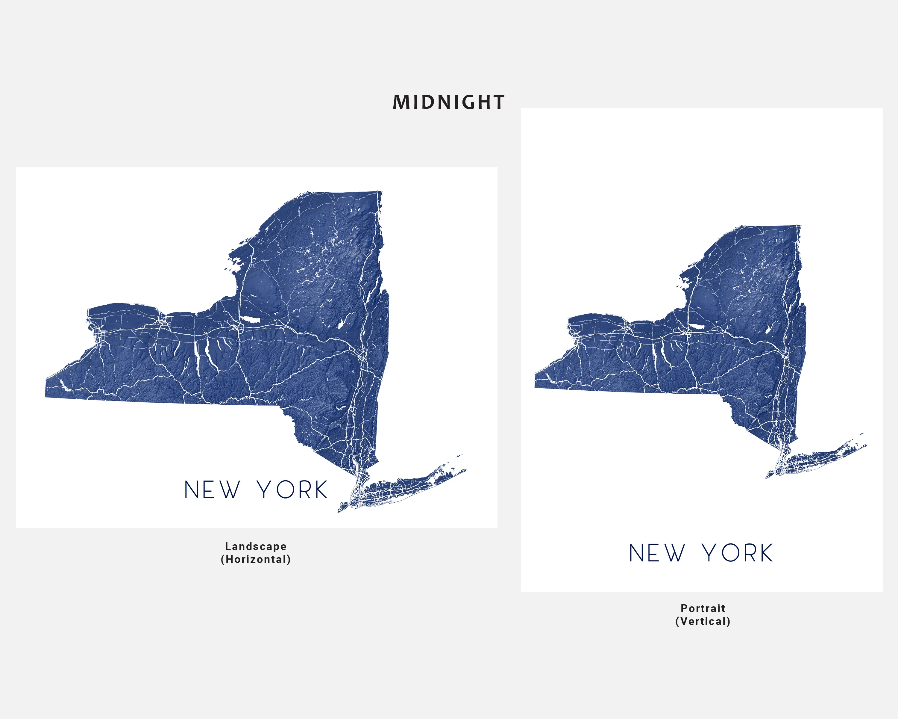 New York State Map Print - Topographic Map of New York Wall Art Prints, New York Maps