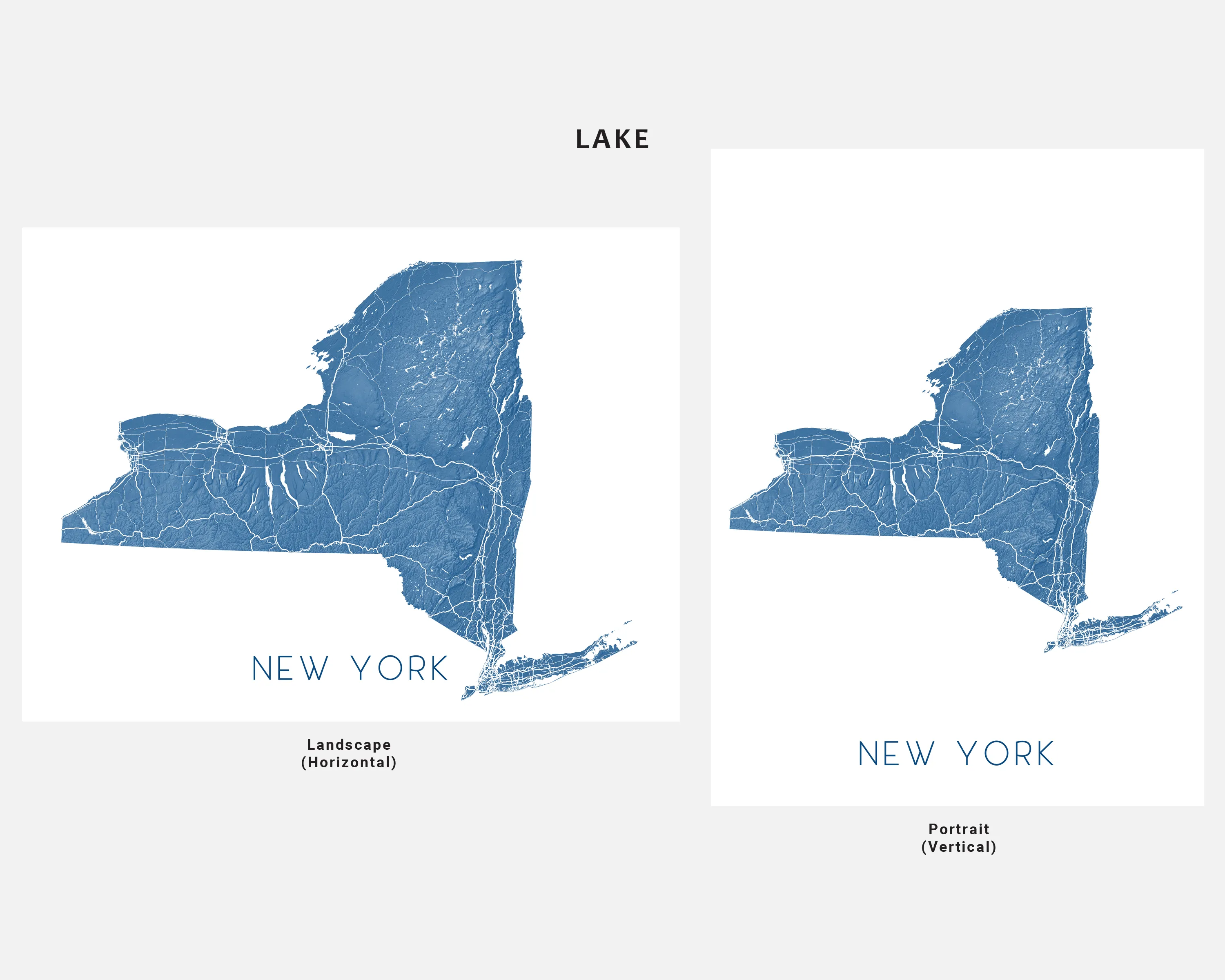 New York State Map Print - Topographic Map of New York Wall Art Prints, New York Maps