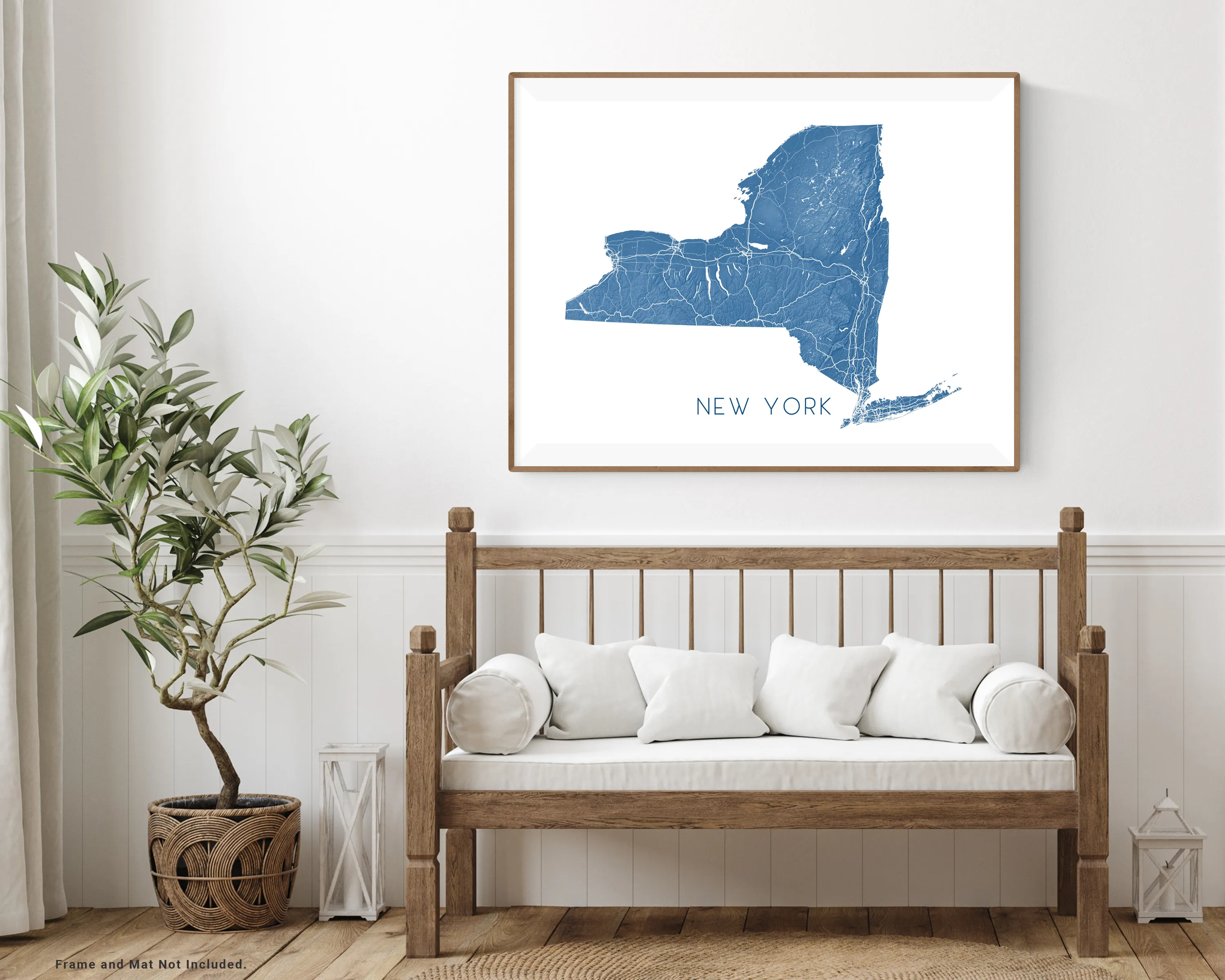 New York State Map Print - Topographic Map of New York Wall Art Prints, New York Maps