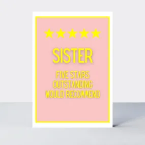 Not Too Bright Five Star Sister Card