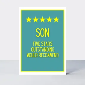 Not Too Bright Five Star Son Card