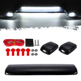 Partsam 3Pcs Smoked White Cab Marker Lights Replacement for Silverado/Sierra 1500 2500 3500 2015 2016 2017 2018 2019 White 30 LED Cab Roof Top Clearance Marker Running Lights Lamps w/Wiring Pack