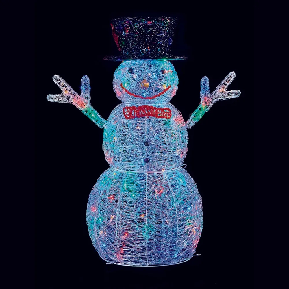 Premier 90cm Acrylic Snowman With 96 Multi LEDs
