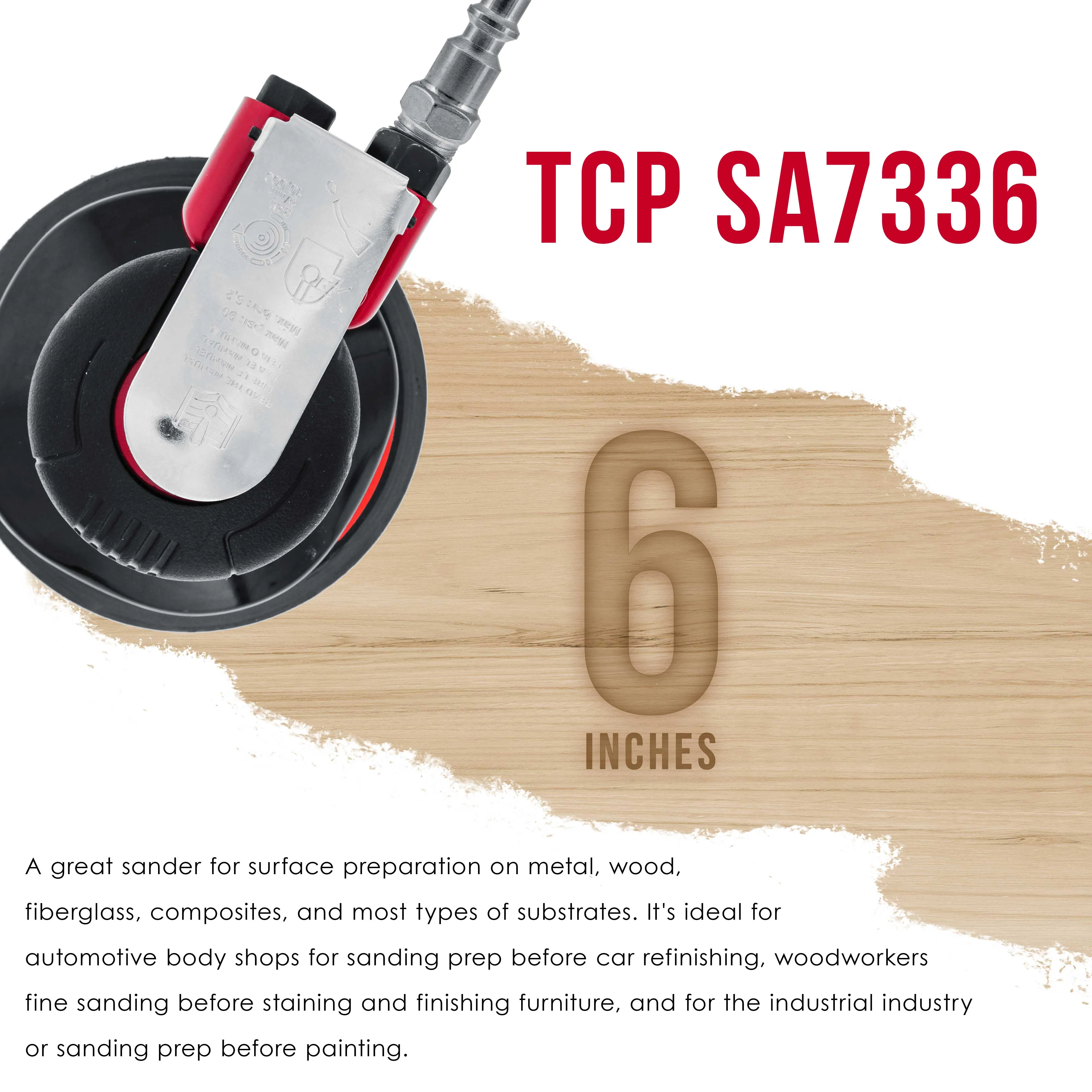 Professional Heavy Duty 6" Dual-Action Random Orbit Air Palm Sander with Both PSA and Hook & Loop Backing Pads - Orbital Pneumatic Sanding Disc Sander