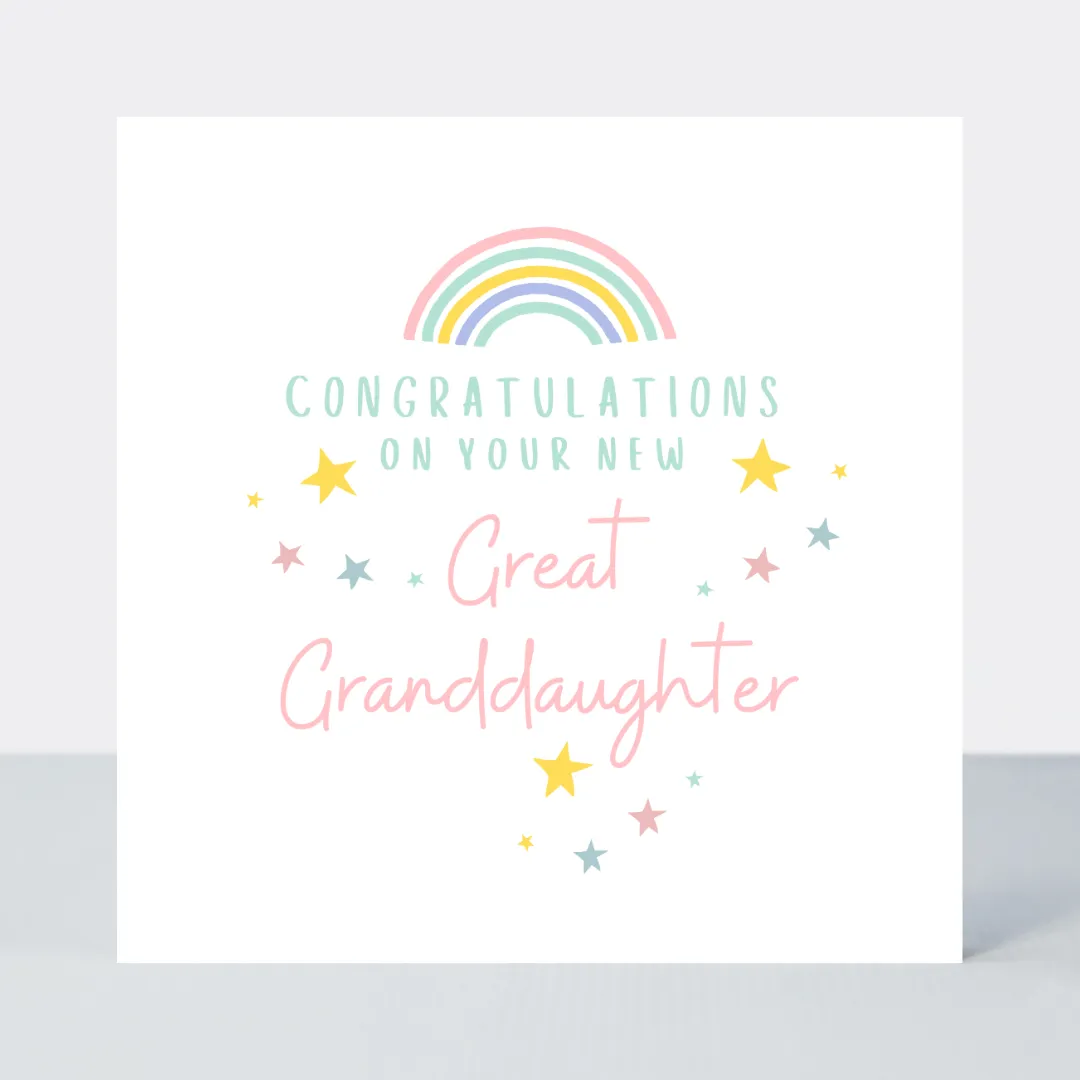 Rainbows New Great Granddaughter Card
