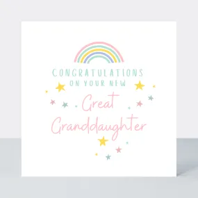 Rainbows New Great Granddaughter Card