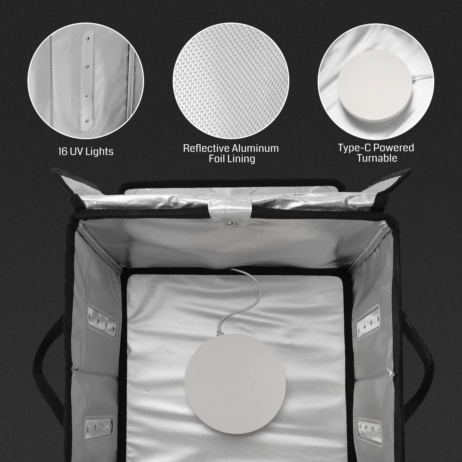 Resin UV Curing Box for LCD SLA 3D Printing, 13.3” Large Size with Turntable