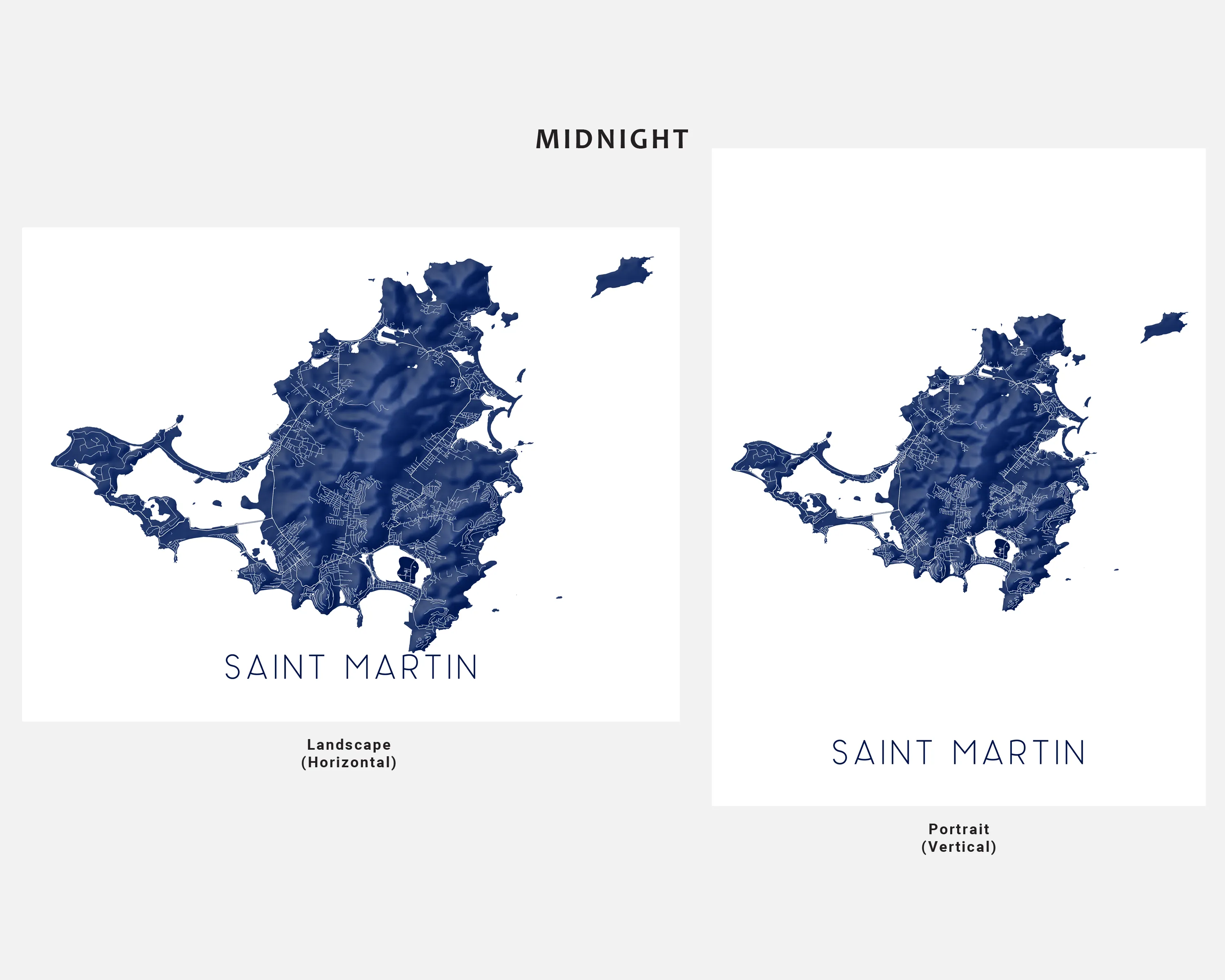 Saint Martin Map Print - Map of Sint Maarten, St Martin Island Poster Maps