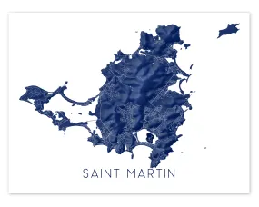 Saint Martin Map Print - Map of Sint Maarten, St Martin Island Poster Maps