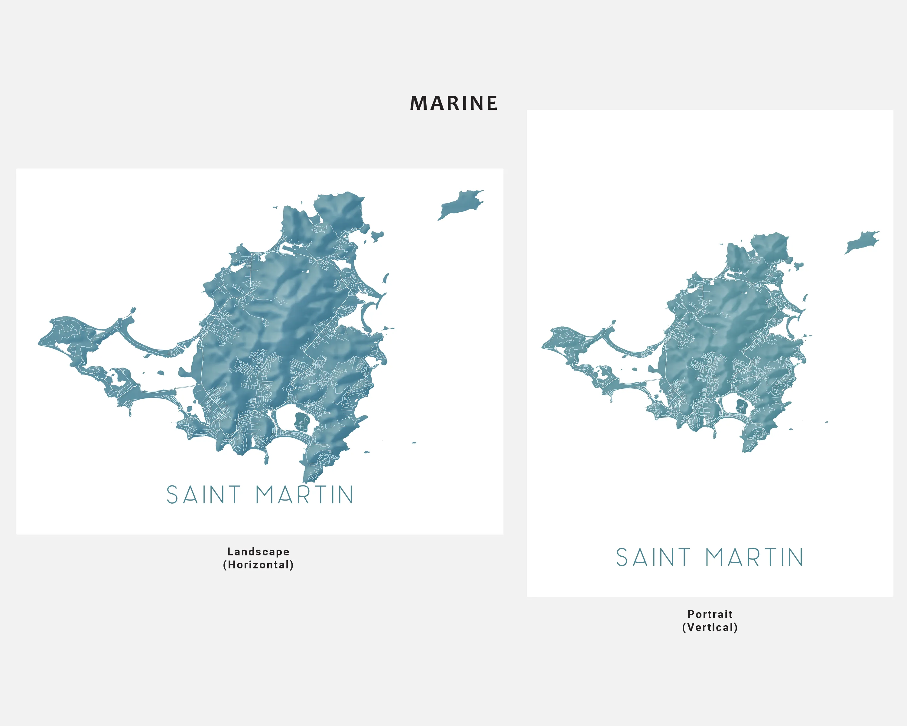 Saint Martin Map Print - Map of Sint Maarten, St Martin Island Poster Maps