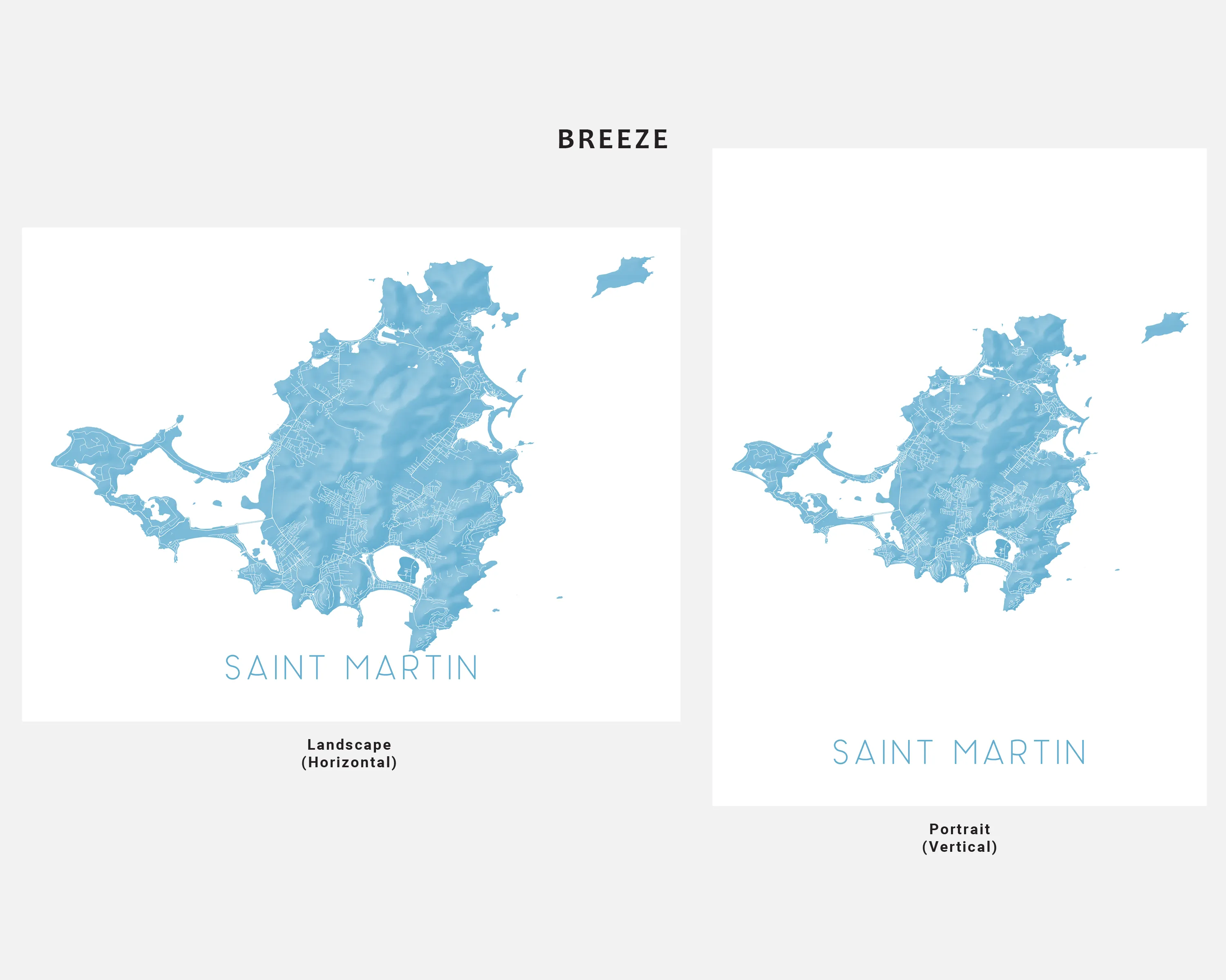 Saint Martin Map Print - Map of Sint Maarten, St Martin Island Poster Maps