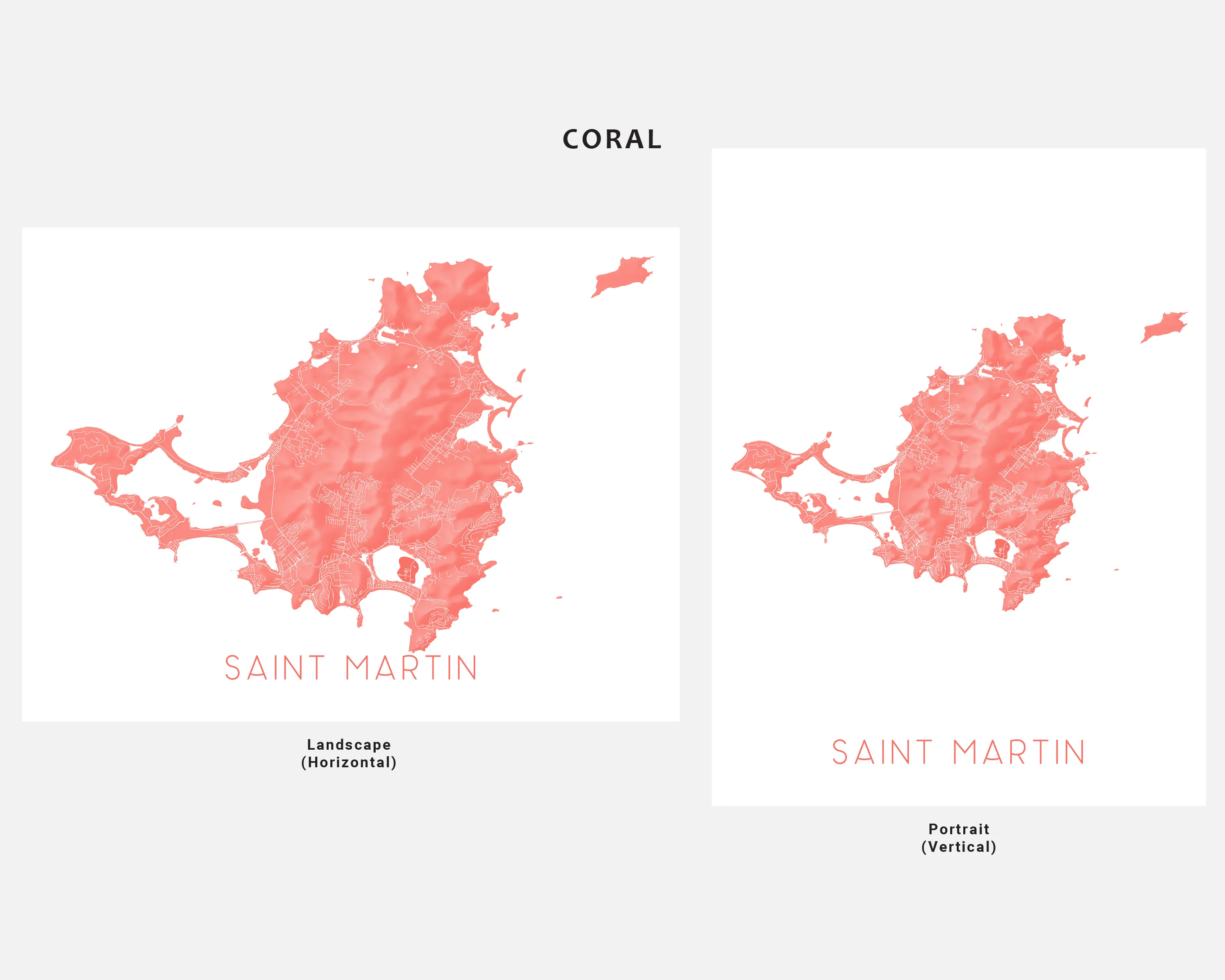 Saint Martin Map Print - Map of Sint Maarten, St Martin Island Poster Maps
