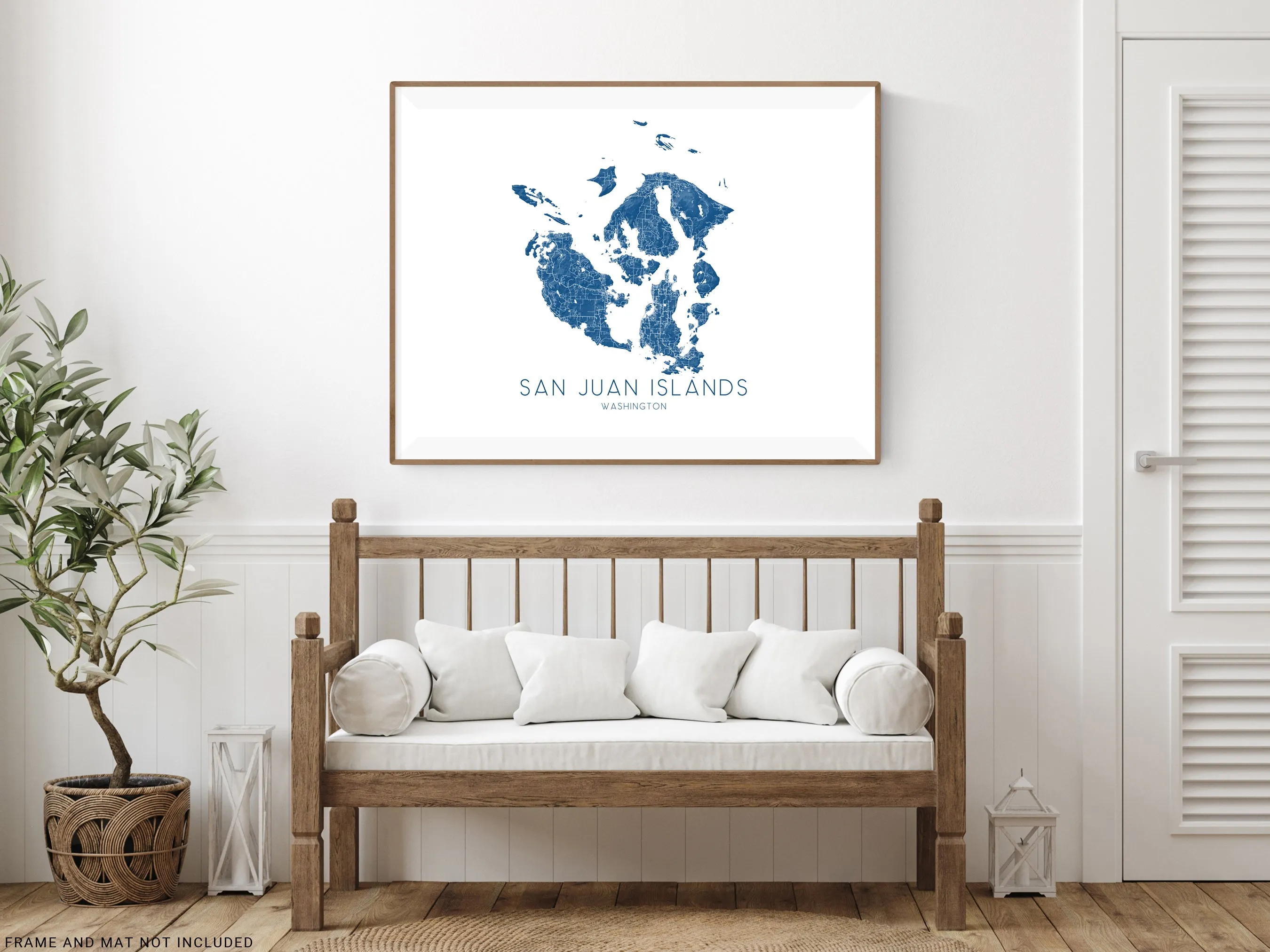 San Juan Islands Map Wall Art Print - Map of San Juan Islands Washington, Orcas, Lopez Island