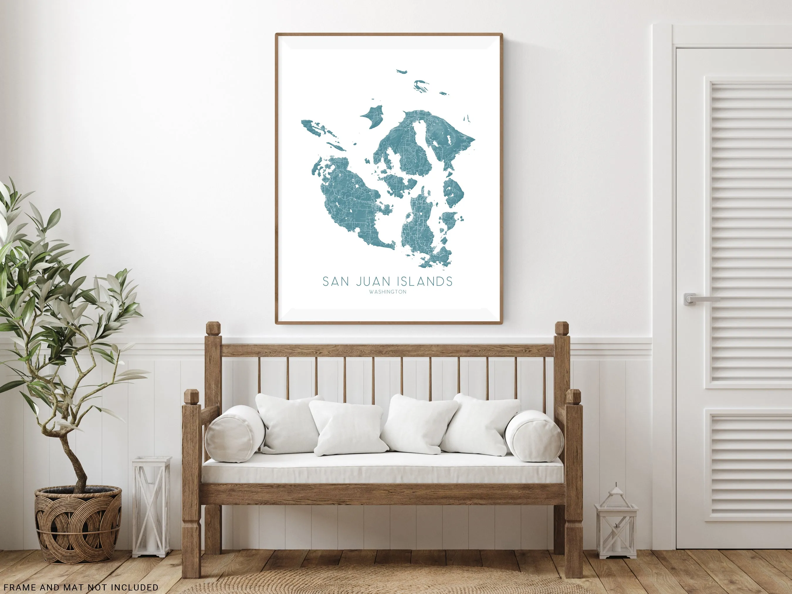 San Juan Islands Map Wall Art Print - Map of San Juan Islands Washington, Orcas, Lopez Island