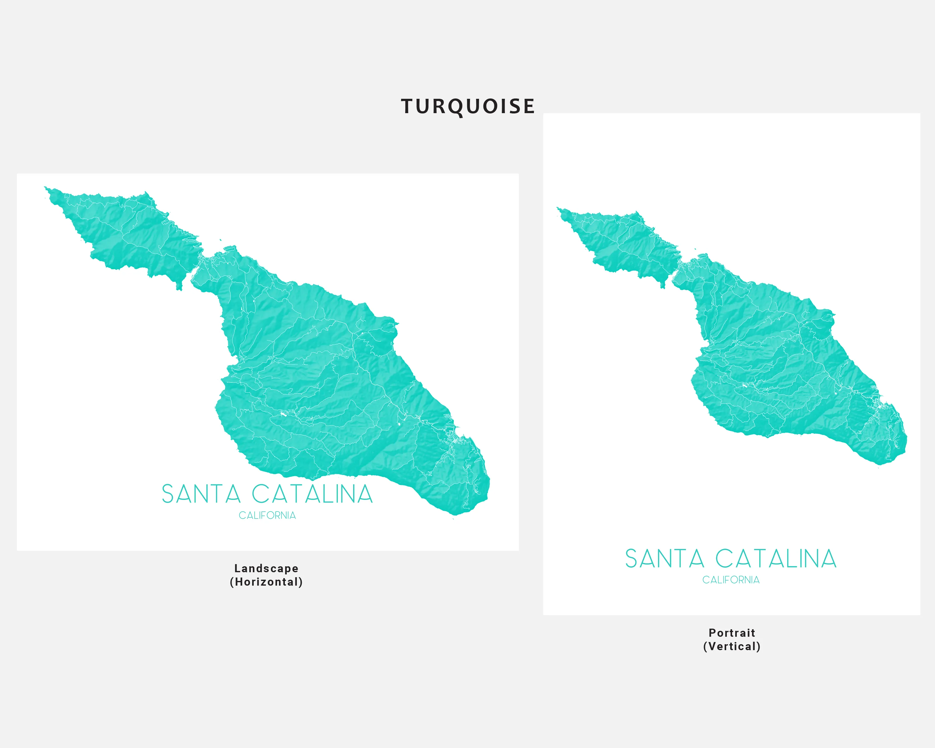 Santa Catalina Island Map Print - Topographic Catalina California Wall Art Poster, Avalon