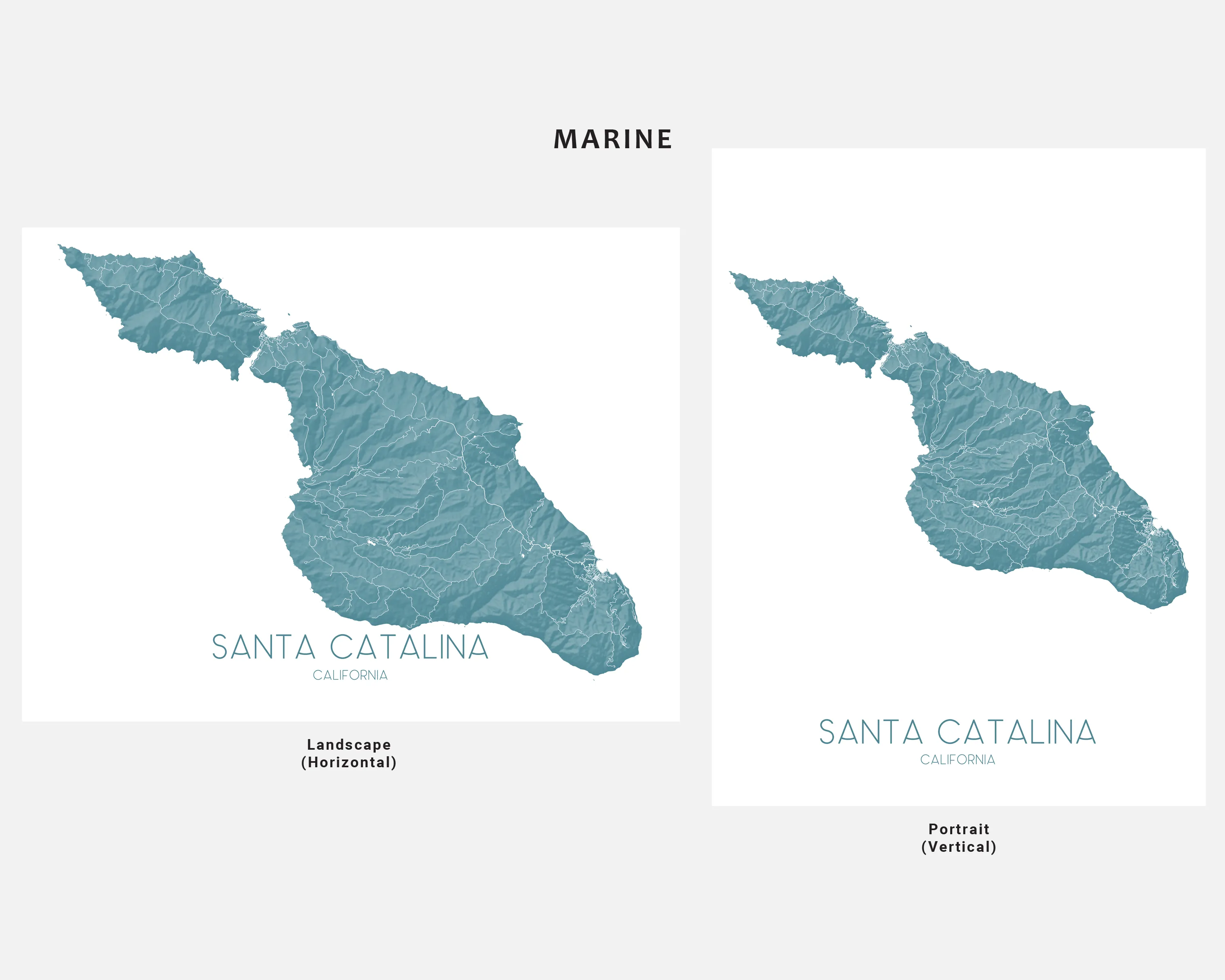 Santa Catalina Island Map Print - Topographic Catalina California Wall Art Poster, Avalon