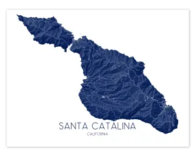 Santa Catalina Island Map Print - Topographic Catalina California Wall Art Poster, Avalon