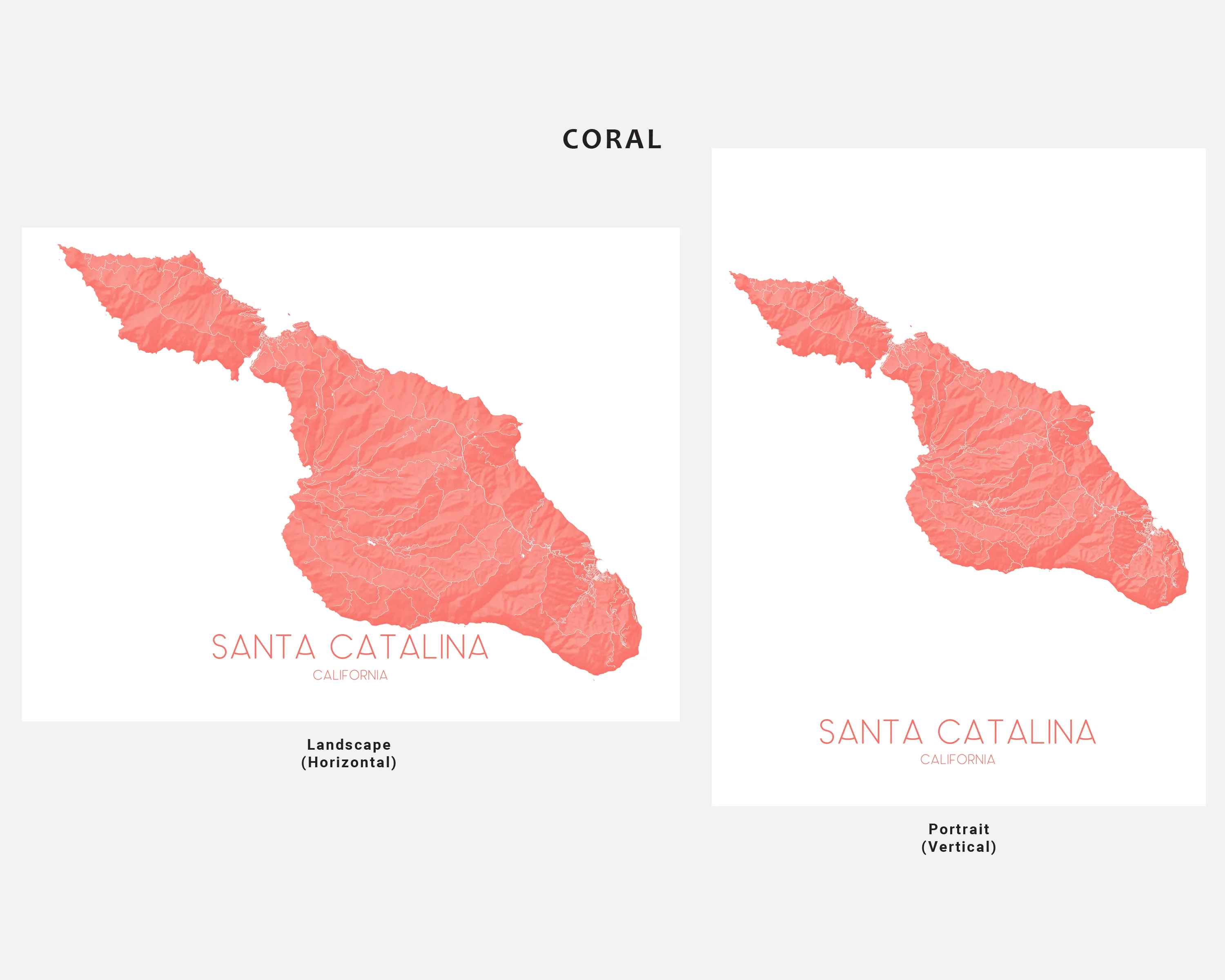 Santa Catalina Island Map Print - Topographic Catalina California Wall Art Poster, Avalon
