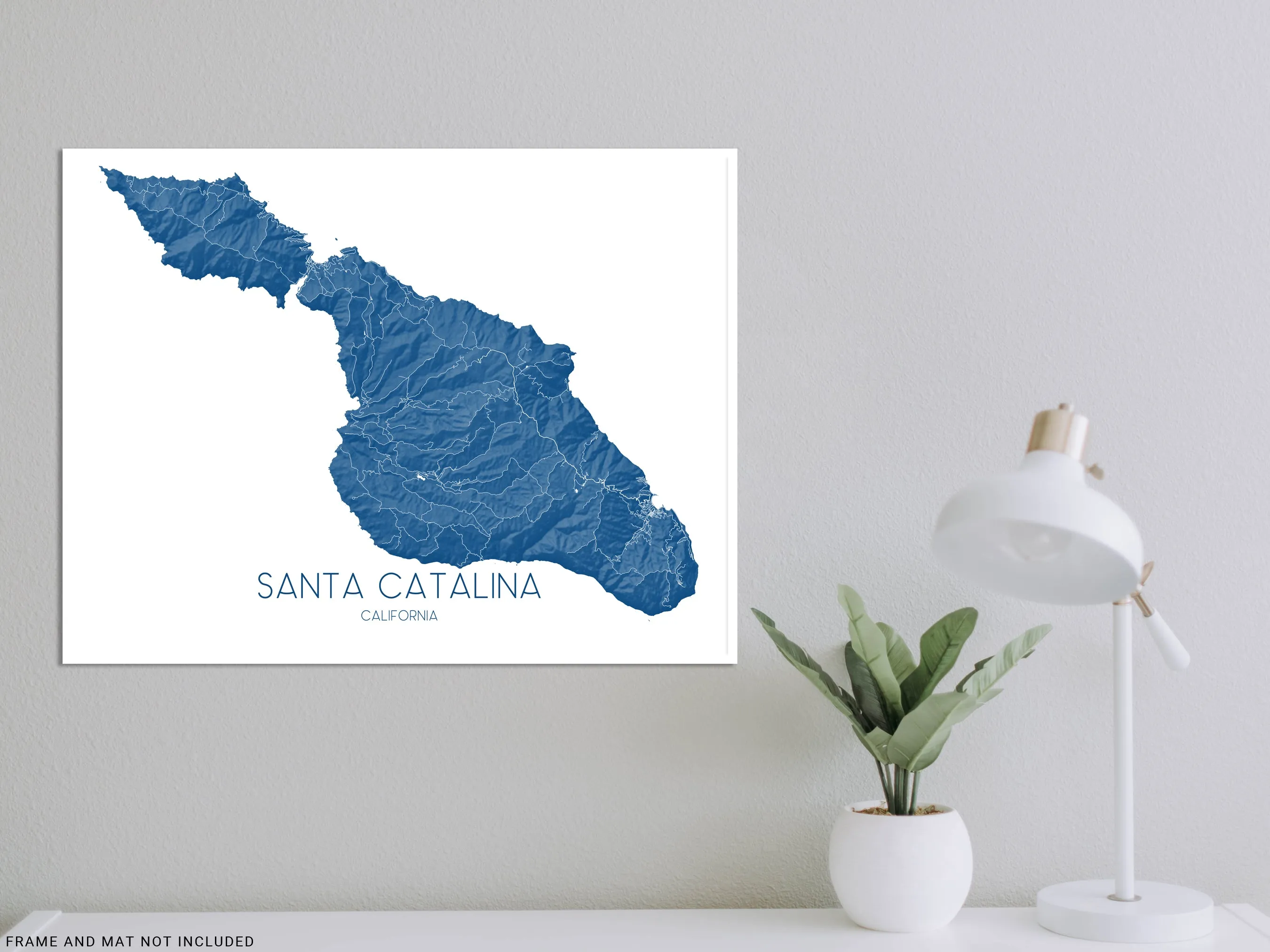 Santa Catalina Island Map Print - Topographic Catalina California Wall Art Poster, Avalon
