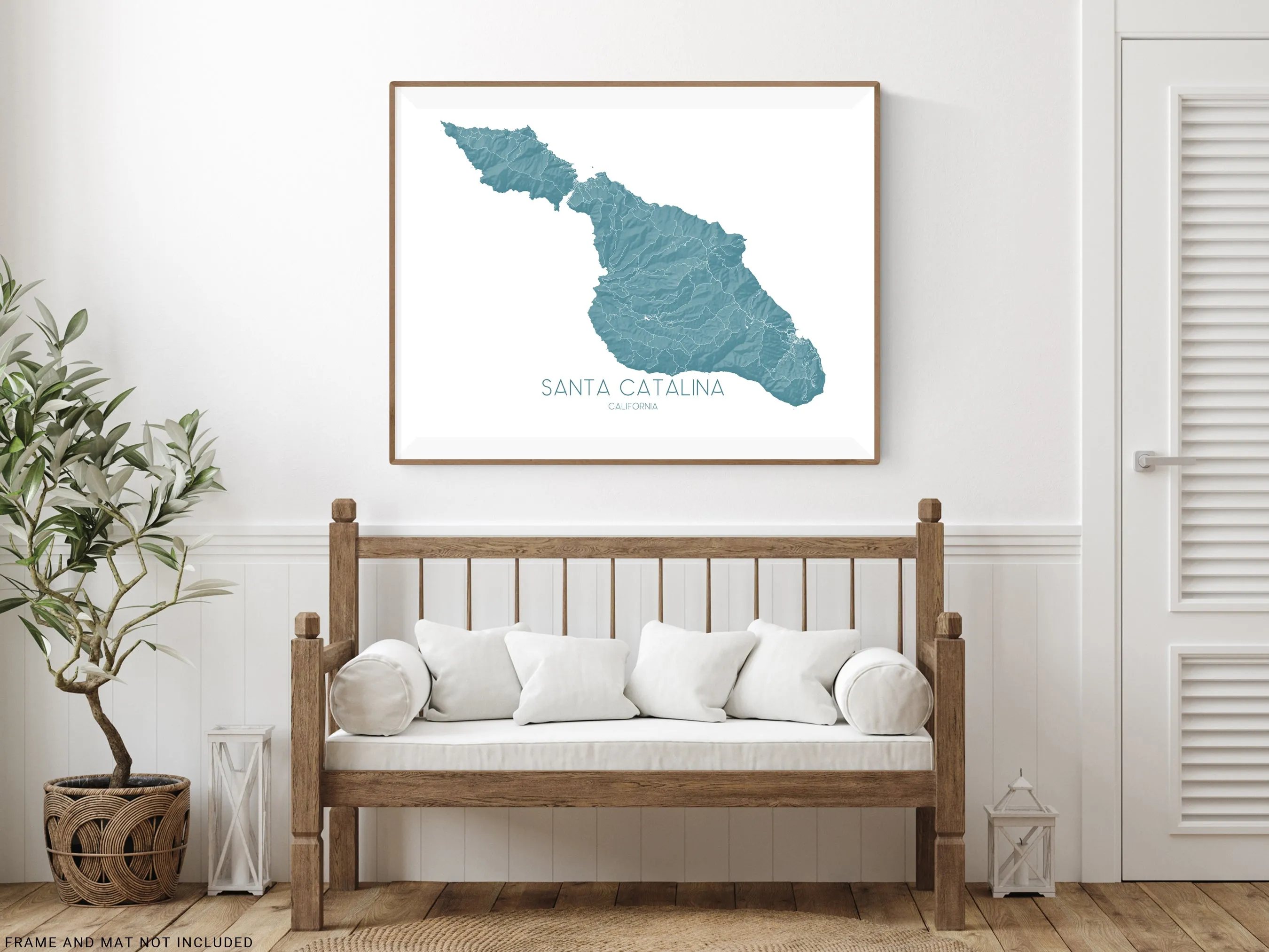 Santa Catalina Island Map Print - Topographic Catalina California Wall Art Poster, Avalon