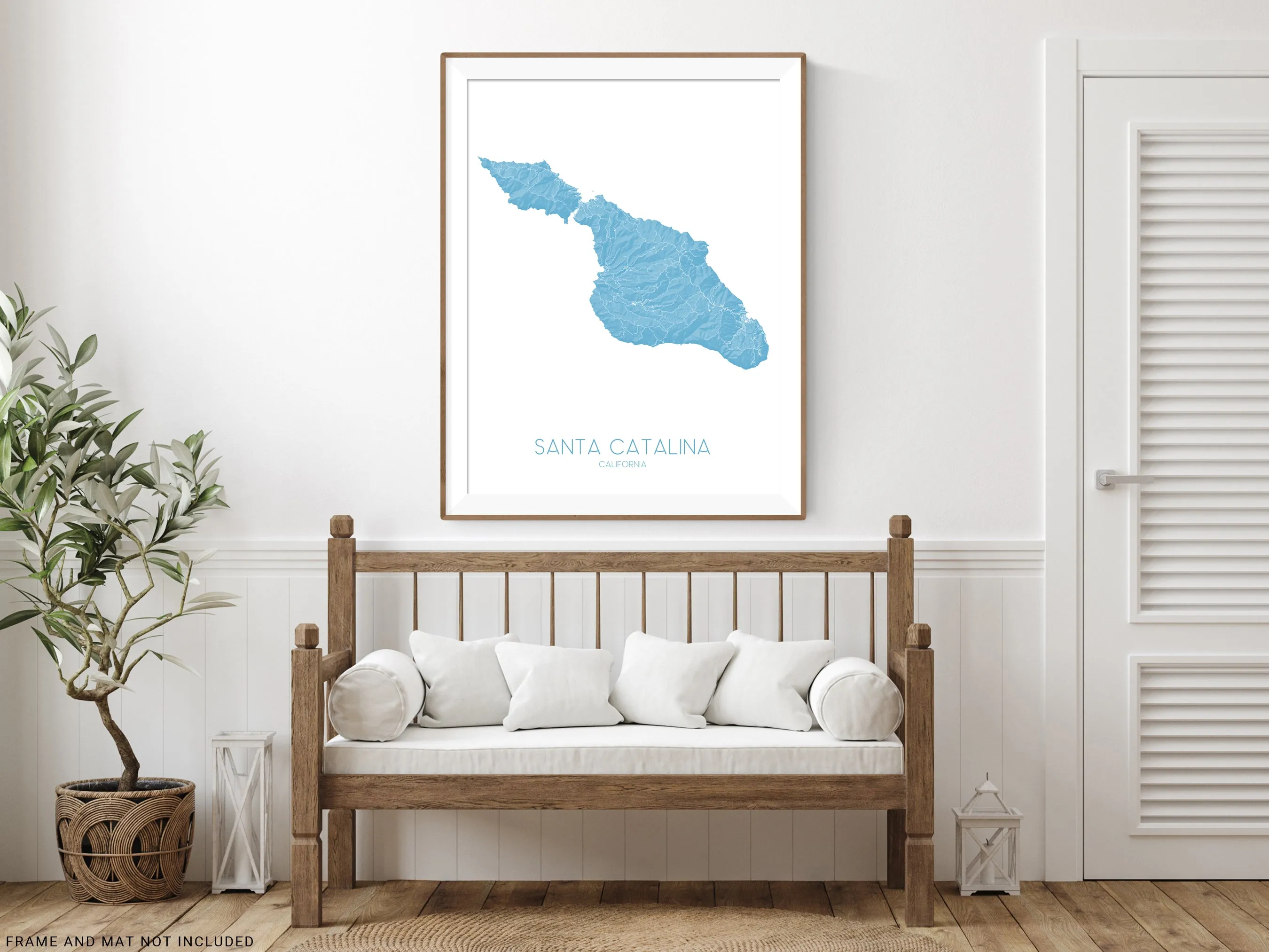 Santa Catalina Island Map Print - Topographic Catalina California Wall Art Poster, Avalon