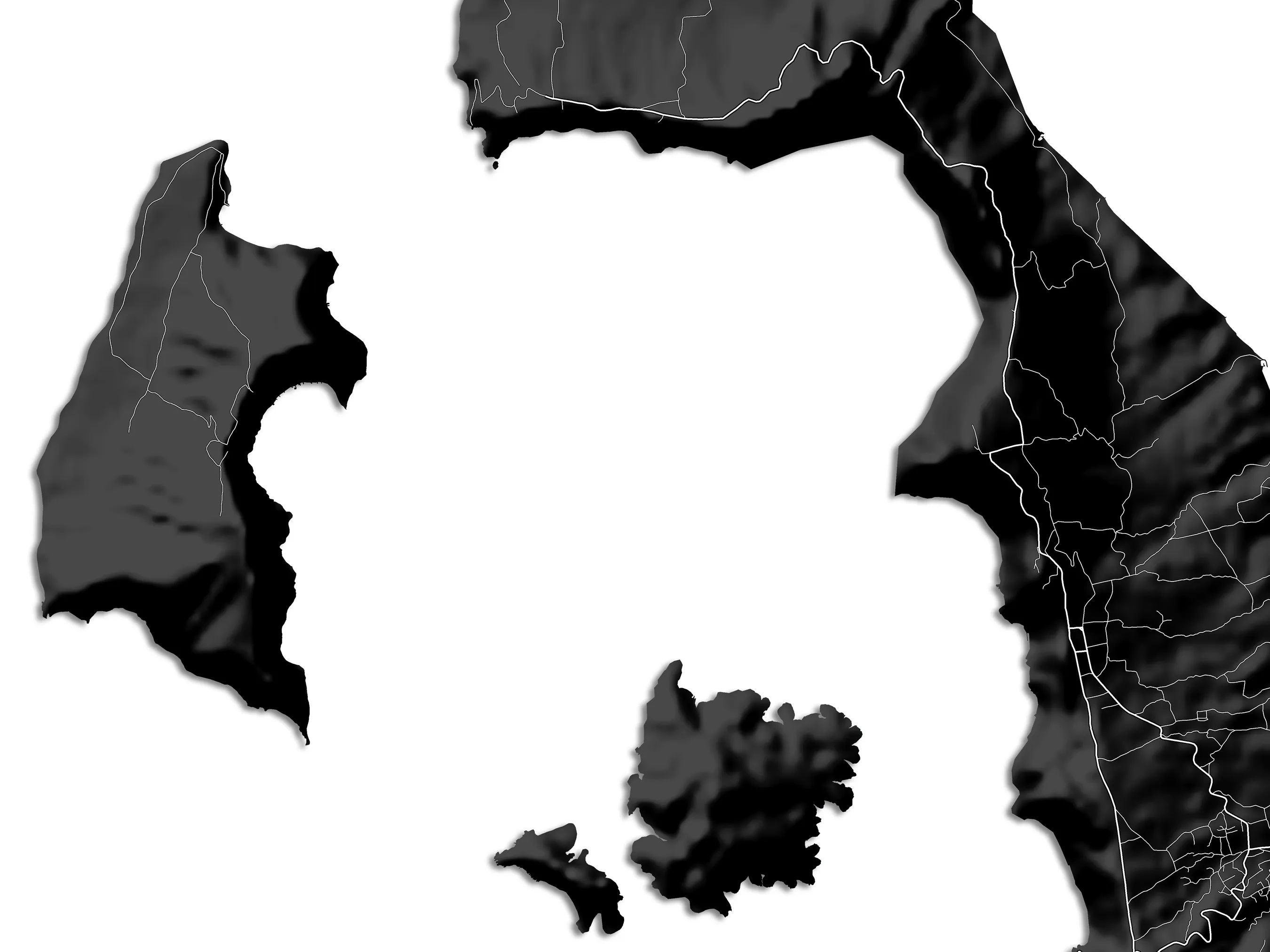 Santorini Greek Islands Map Print Poster, Black and White Topographic Thira Greece Island Wall Art Prints, Fira Oia Cyclades