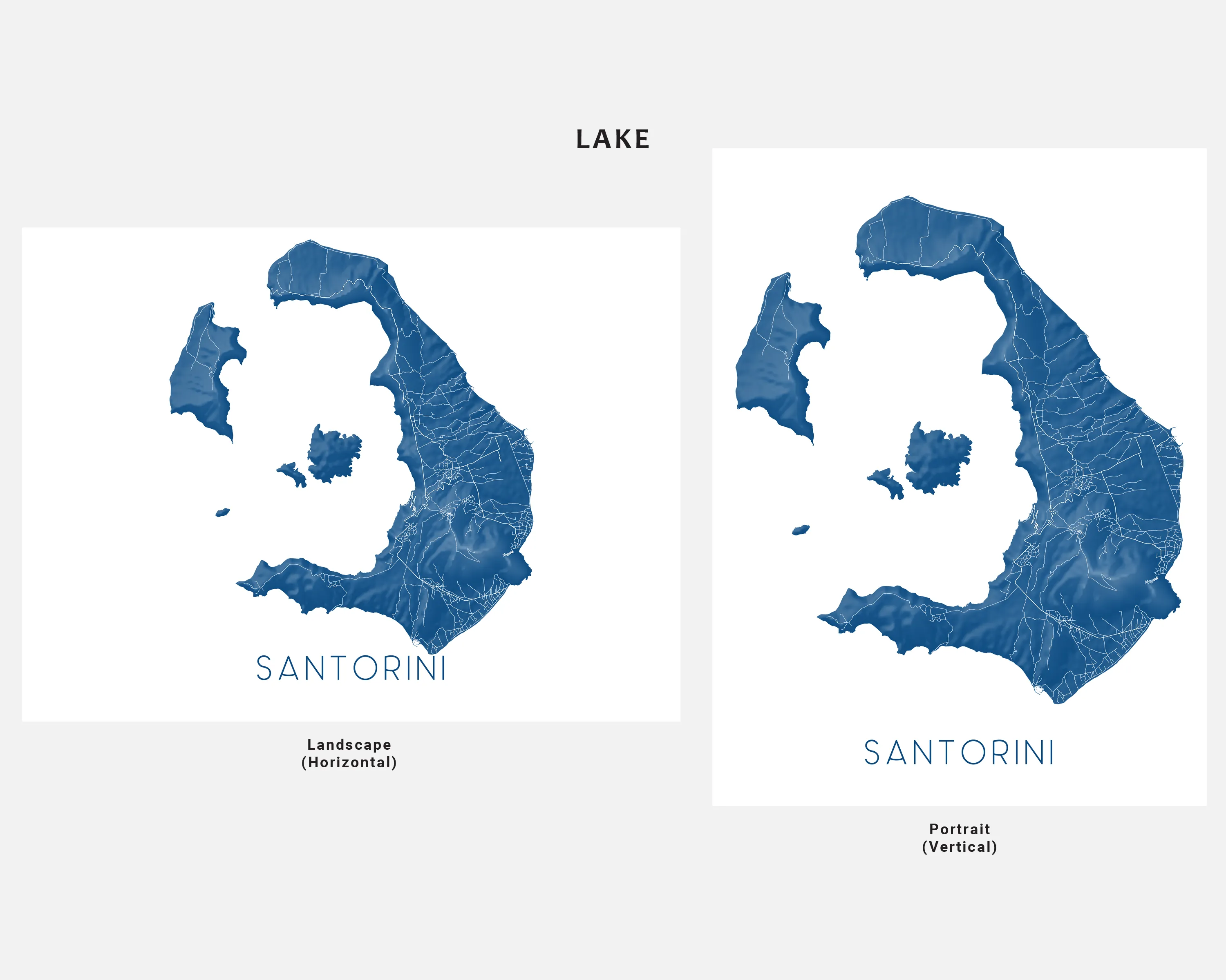 Santorini Island Map Wall Art Print Poster, 3D Topographic Greek Island Maps, Thira Greece