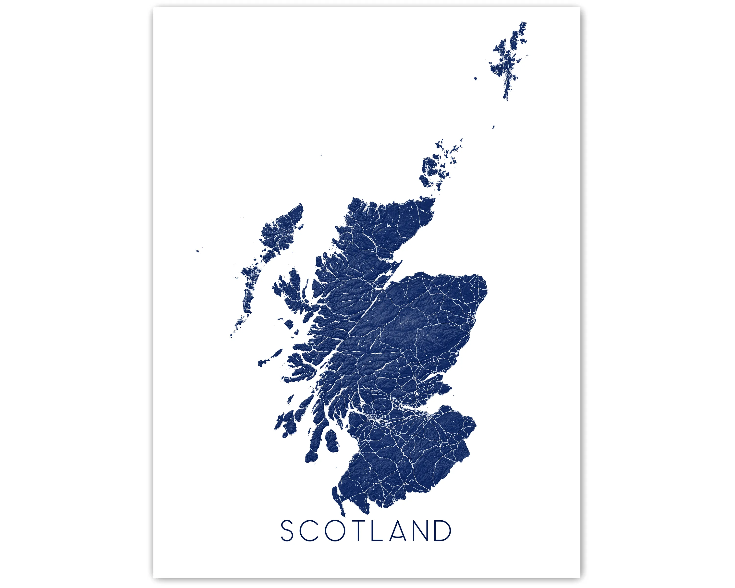 Scotland Map Print - Map of Scotland Wall Art Poster, Scotland Maps, Edinburgh
