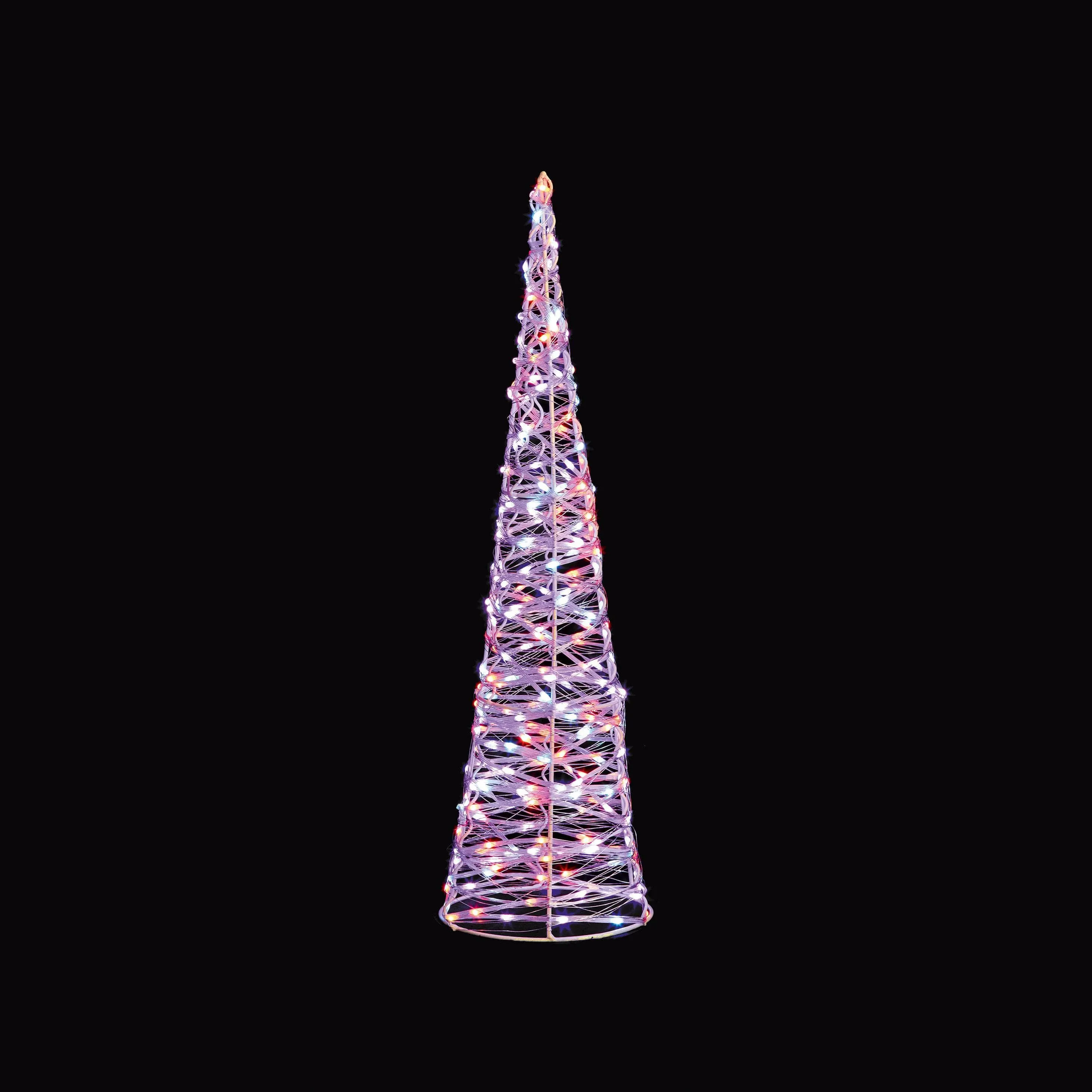 Set of 3 White Christmas Cones With 900 Rainbow LEDs