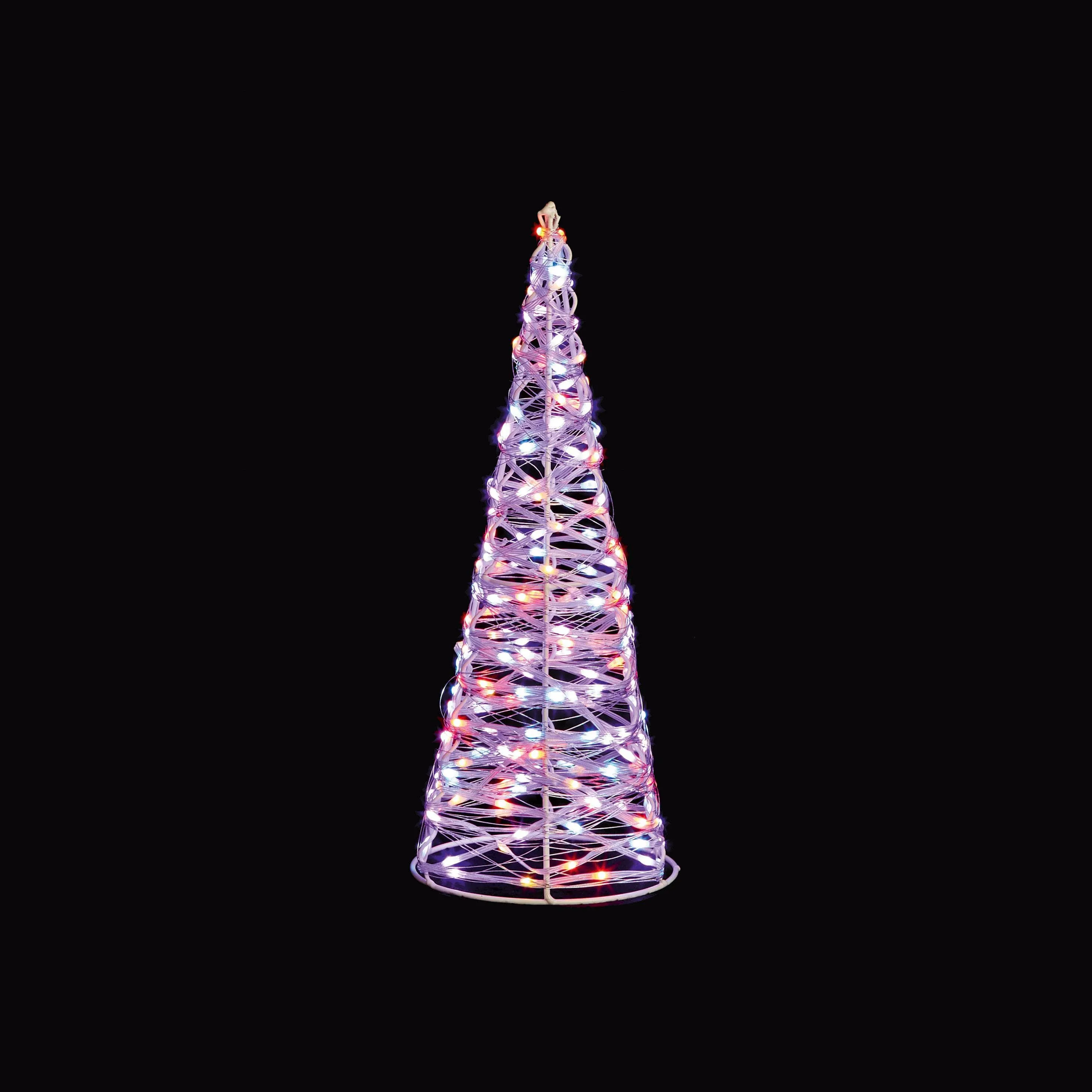 Set of 3 White Christmas Cones With 900 Rainbow LEDs