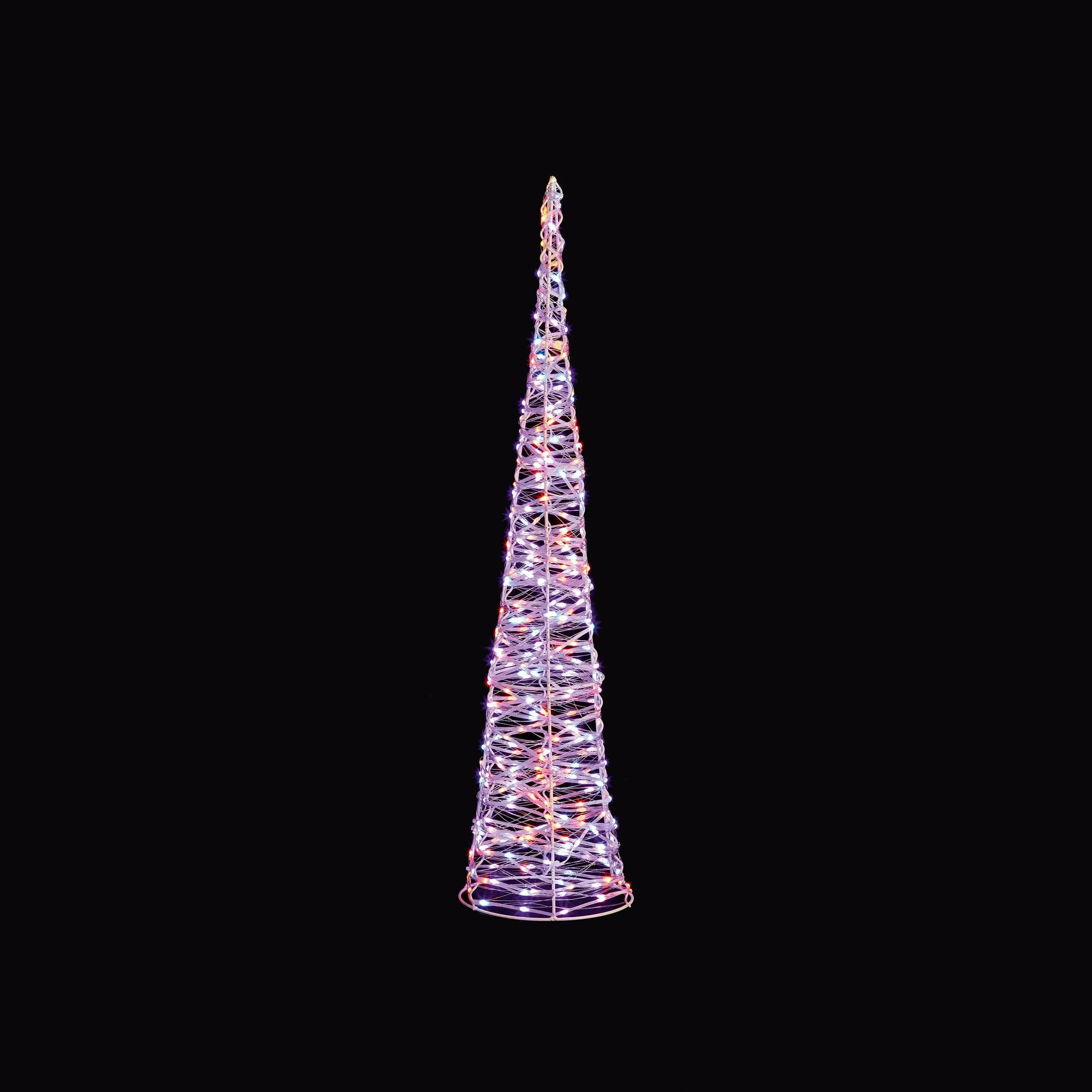 Set of 3 White Christmas Cones With 900 Rainbow LEDs