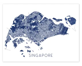 Singapore Map Print Poster - Map of Singapore Wall Art Prints, Singapore Street Road Maps