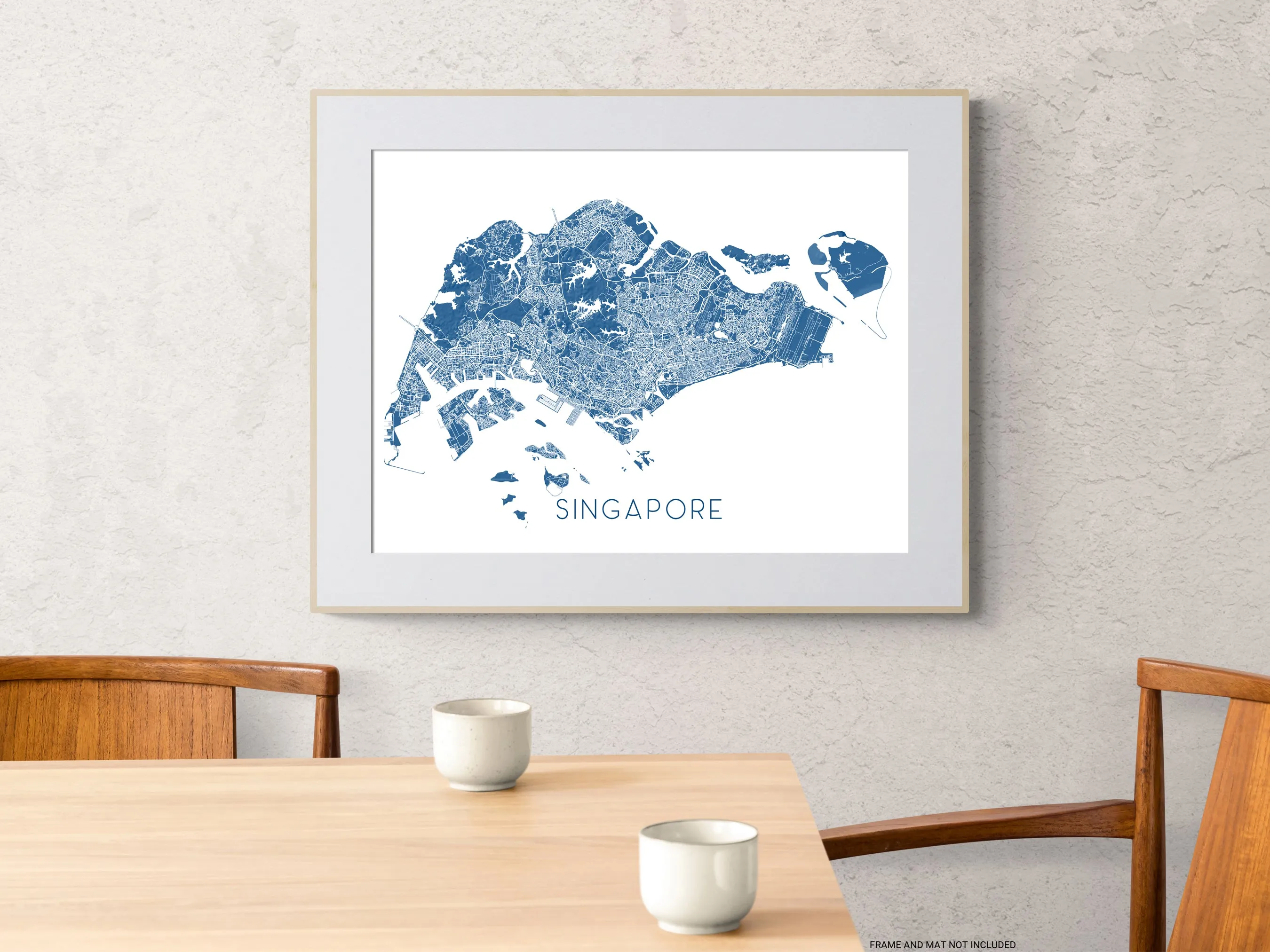 Singapore Map Print Poster - Map of Singapore Wall Art Prints, Singapore Street Road Maps
