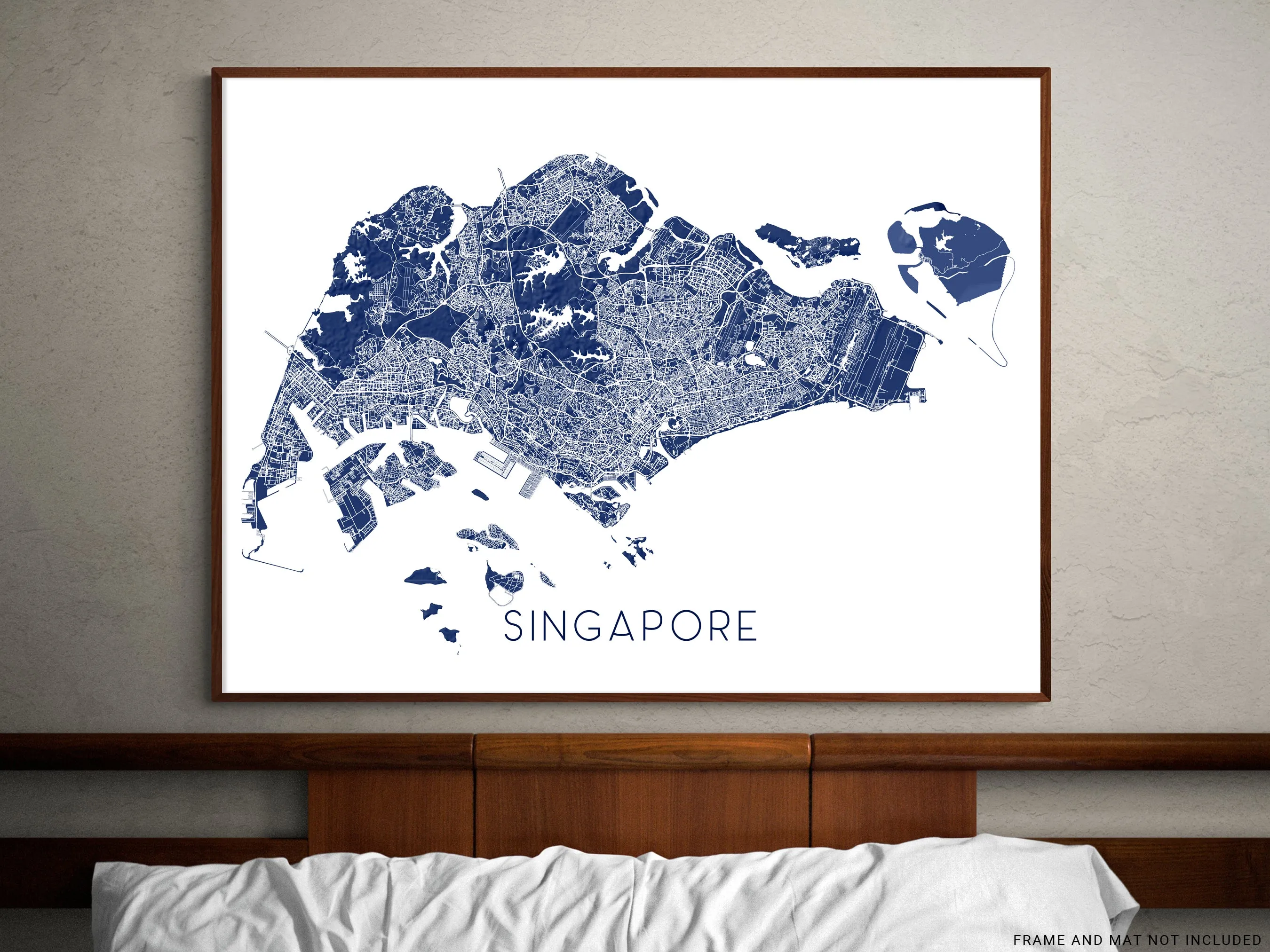 Singapore Map Print Poster - Map of Singapore Wall Art Prints, Singapore Street Road Maps
