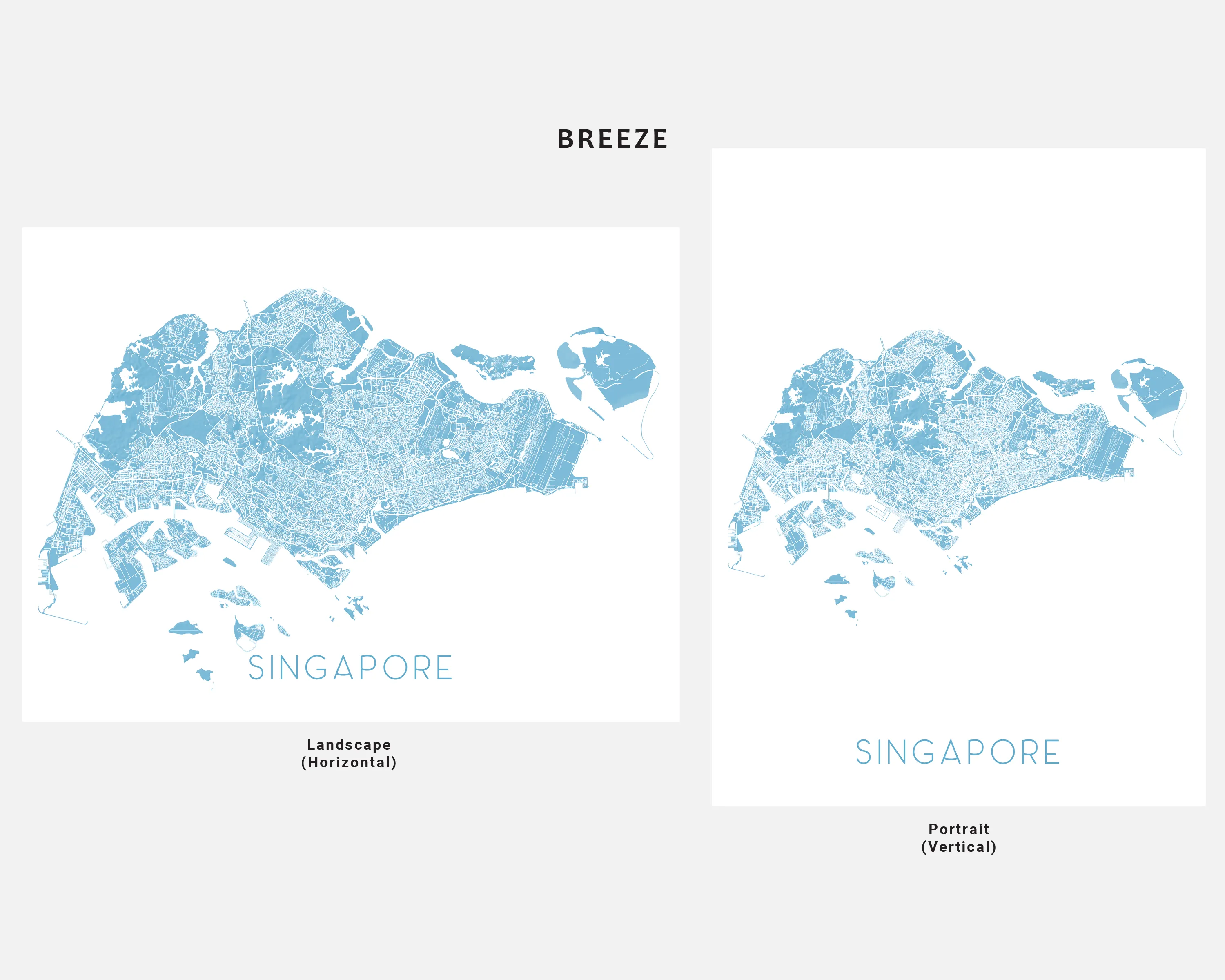 Singapore Map Print Poster - Map of Singapore Wall Art Prints, Singapore Street Road Maps