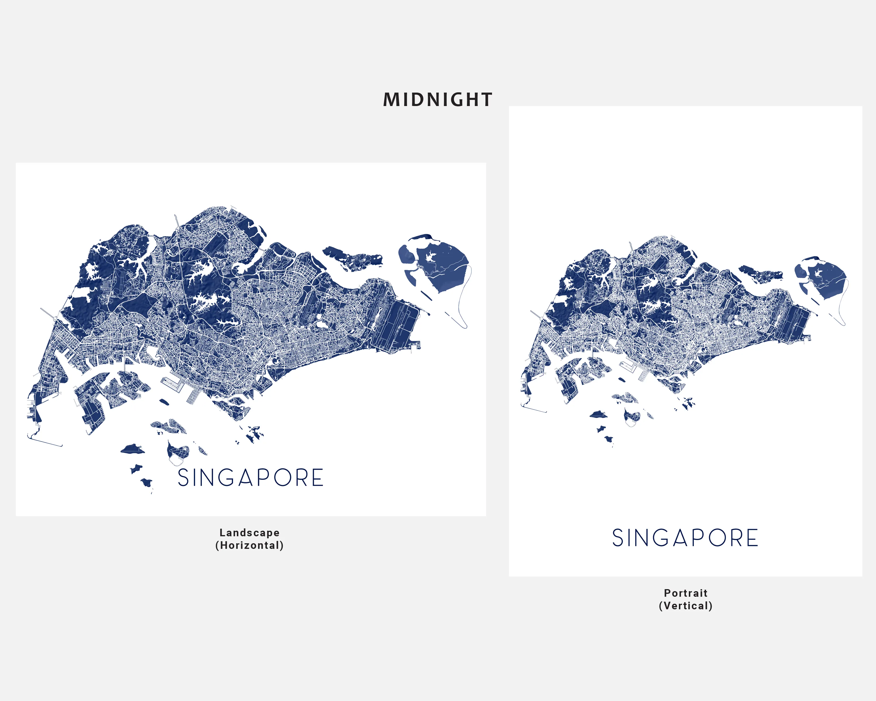 Singapore Map Print Poster - Map of Singapore Wall Art Prints, Singapore Street Road Maps
