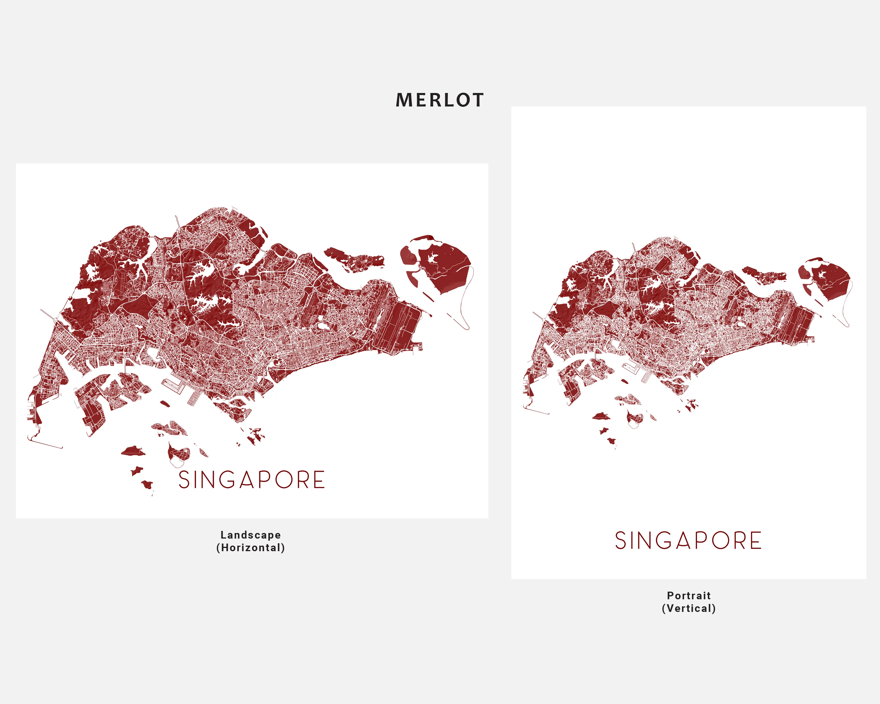 Singapore Map Print Poster - Map of Singapore Wall Art Prints, Singapore Street Road Maps