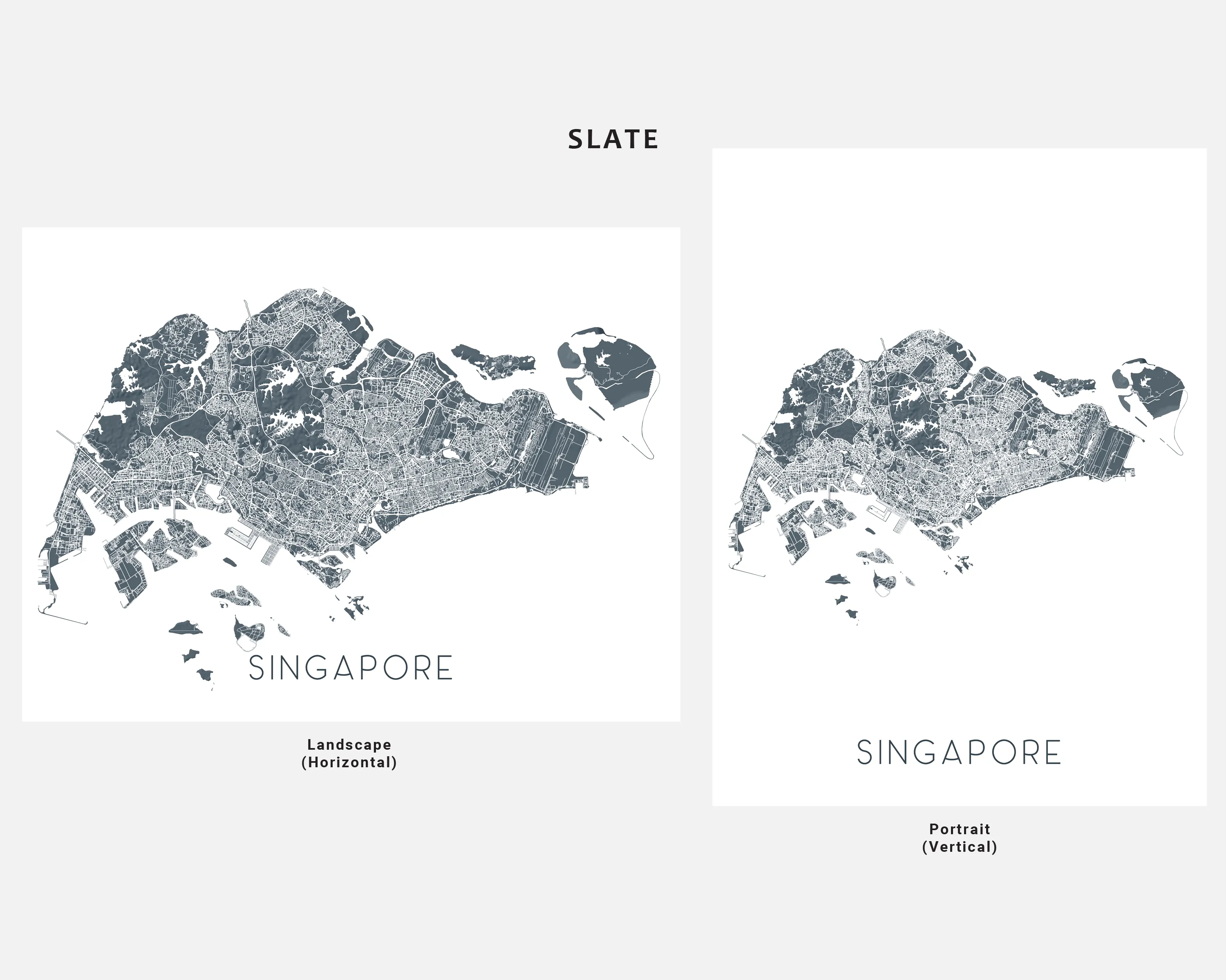 Singapore Map Print Poster - Map of Singapore Wall Art Prints, Singapore Street Road Maps