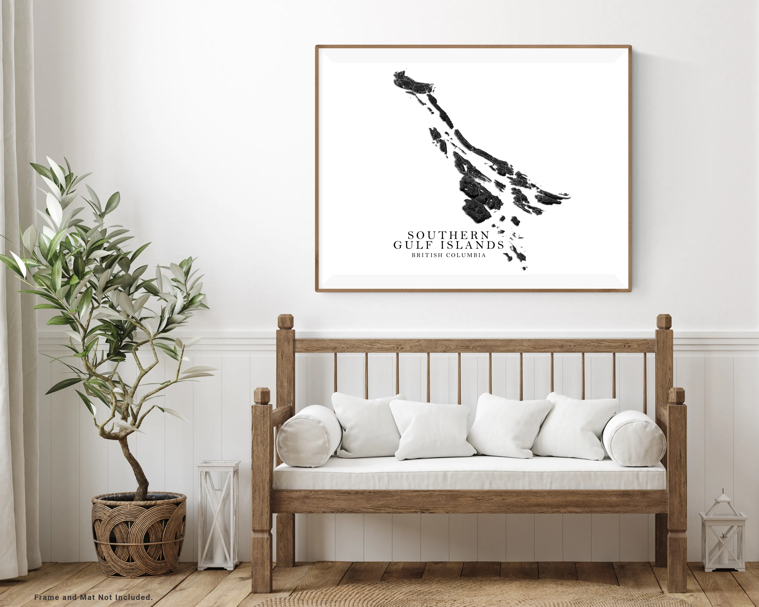 Southern Gulf Islands Map Print Poster, Black and White Topographic BC Canada Wall Art Prints Maps, Salt Spring, Pender Galiano Gabriola Saturna