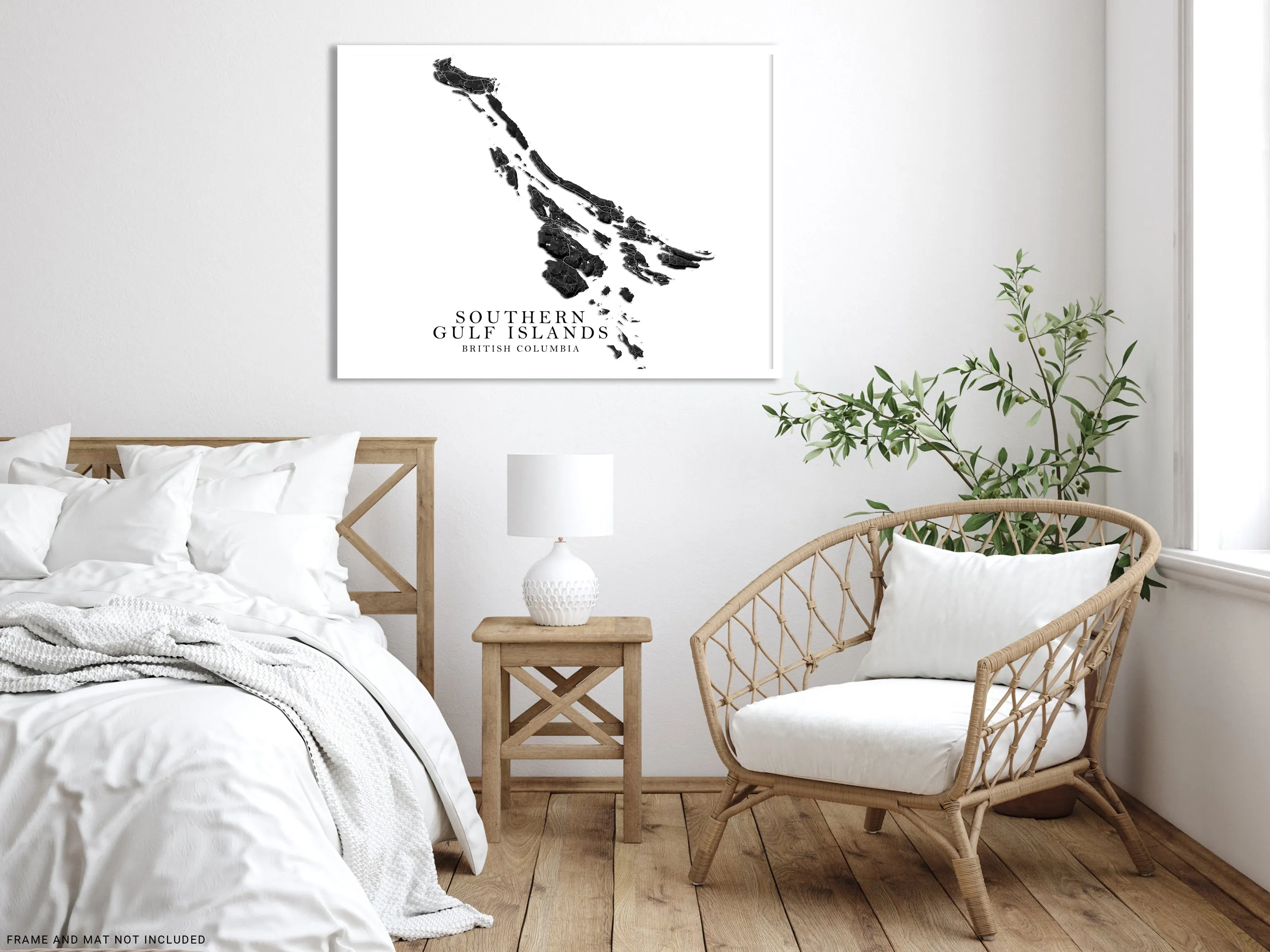 Southern Gulf Islands Map Print Poster, Black and White Topographic BC Canada Wall Art Prints Maps, Salt Spring, Pender Galiano Gabriola Saturna