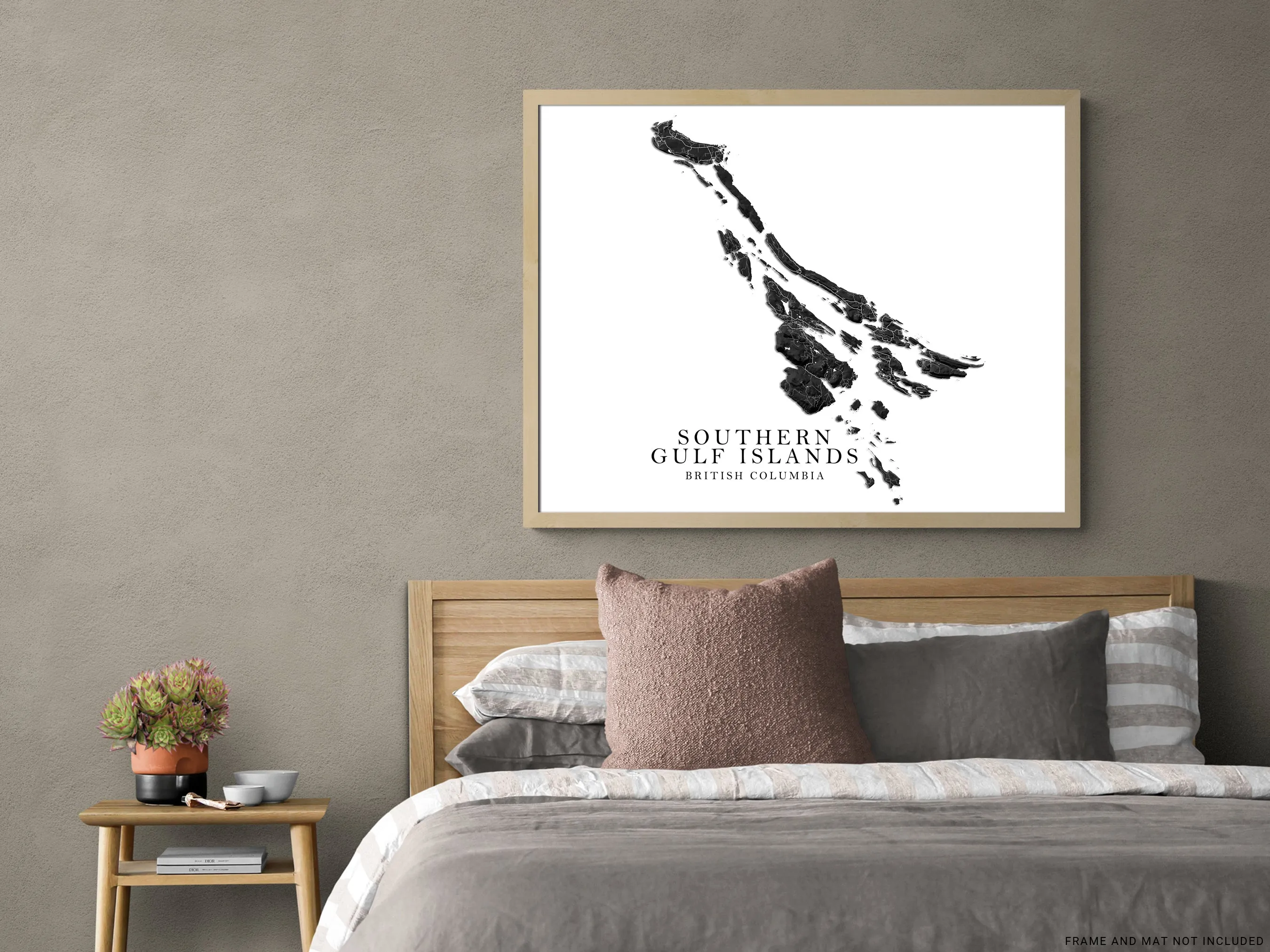 Southern Gulf Islands Map Print Poster, Black and White Topographic BC Canada Wall Art Prints Maps, Salt Spring, Pender Galiano Gabriola Saturna