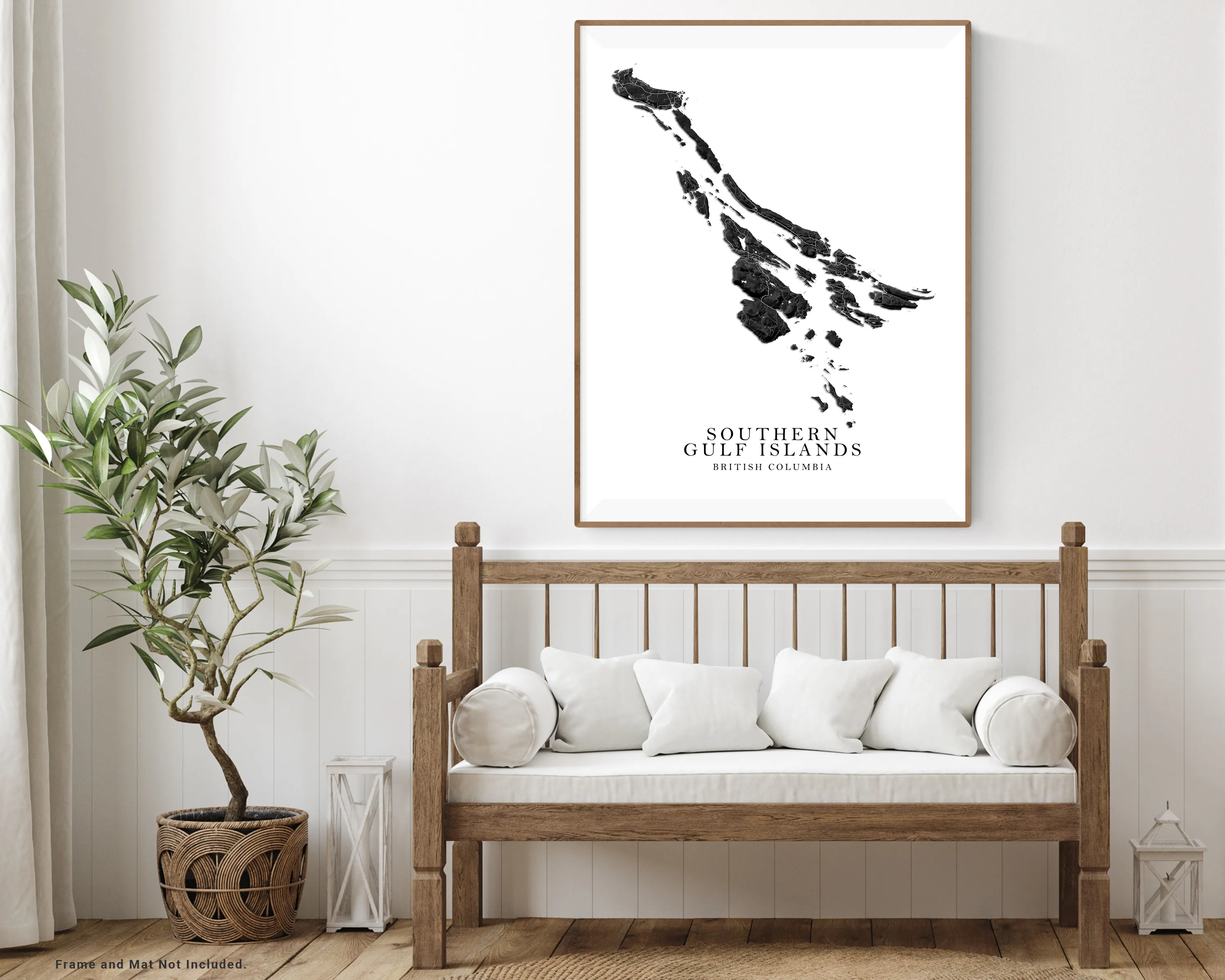 Southern Gulf Islands Map Print Poster, Black and White Topographic BC Canada Wall Art Prints Maps, Salt Spring, Pender Galiano Gabriola Saturna