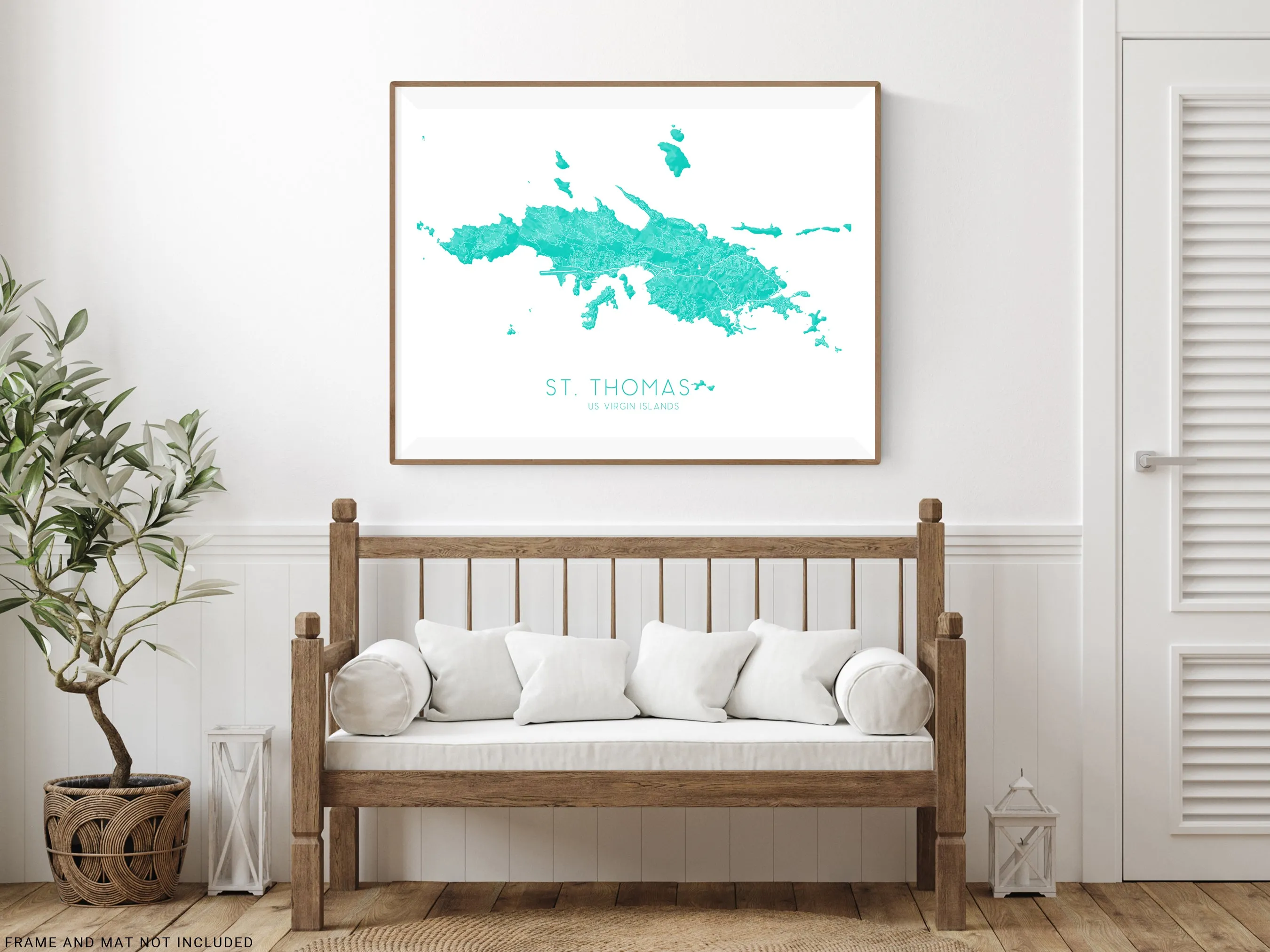 St. Thomas USVI Map Print Poster - Topographic Road Map of St Thomas US Virgin Islands, Caribbean