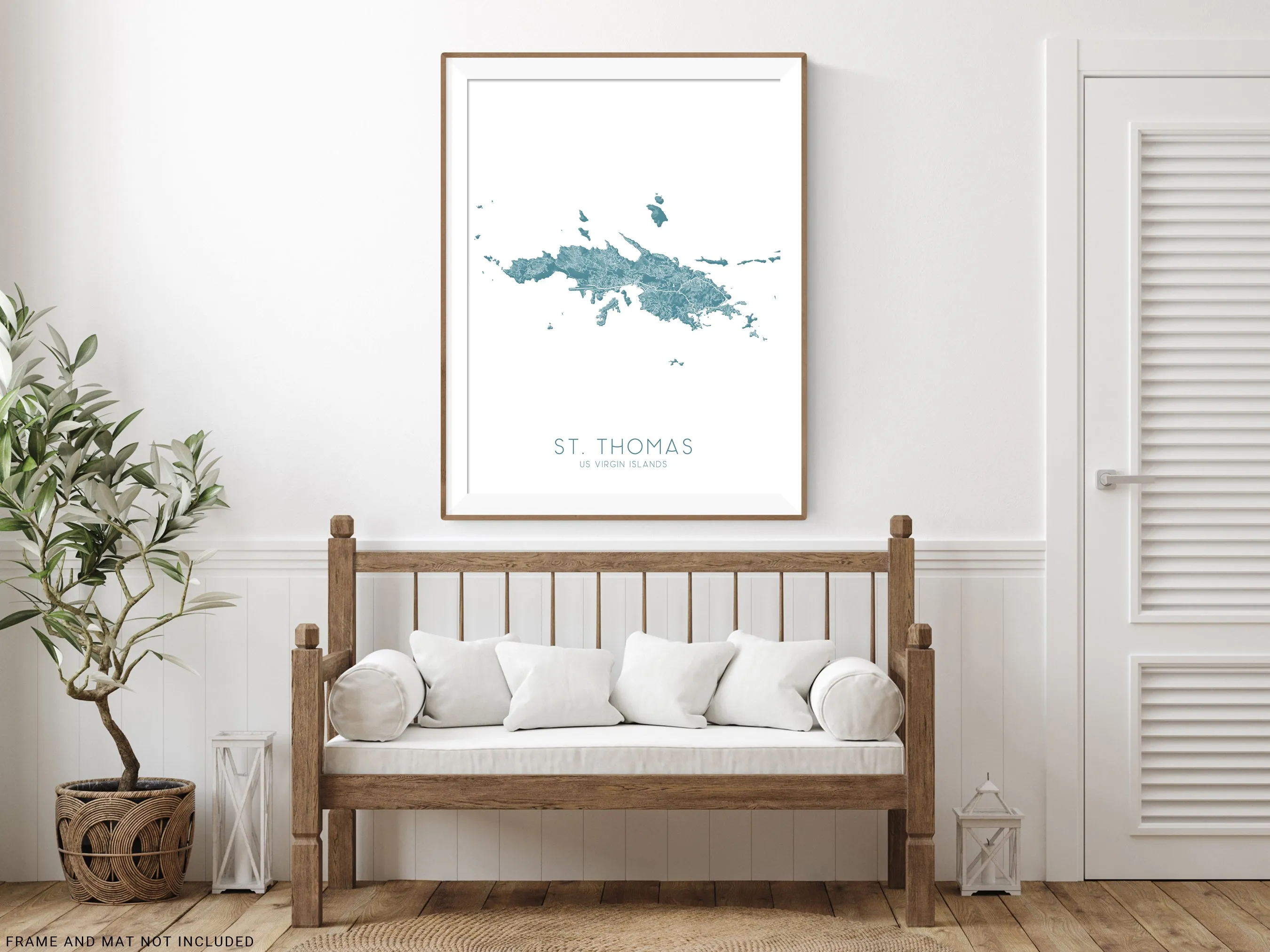 St. Thomas USVI Map Print Poster - Topographic Road Map of St Thomas US Virgin Islands, Caribbean