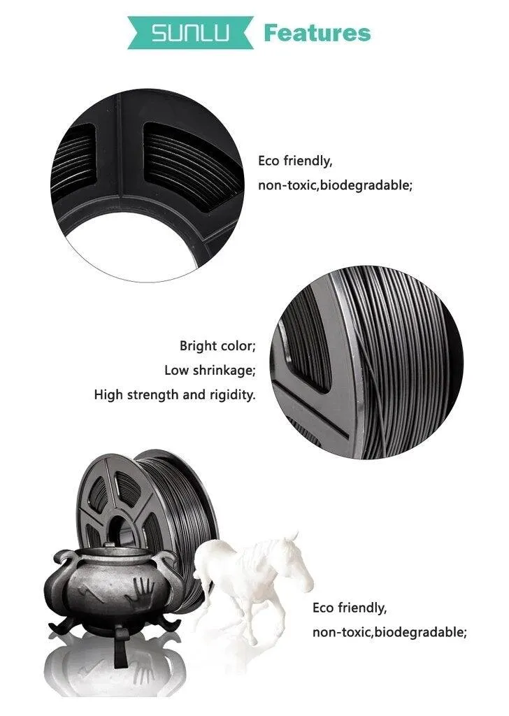 SUNLU PLA Triple Pack: 3D Printer Filament 1.75m 3x1kg rolls