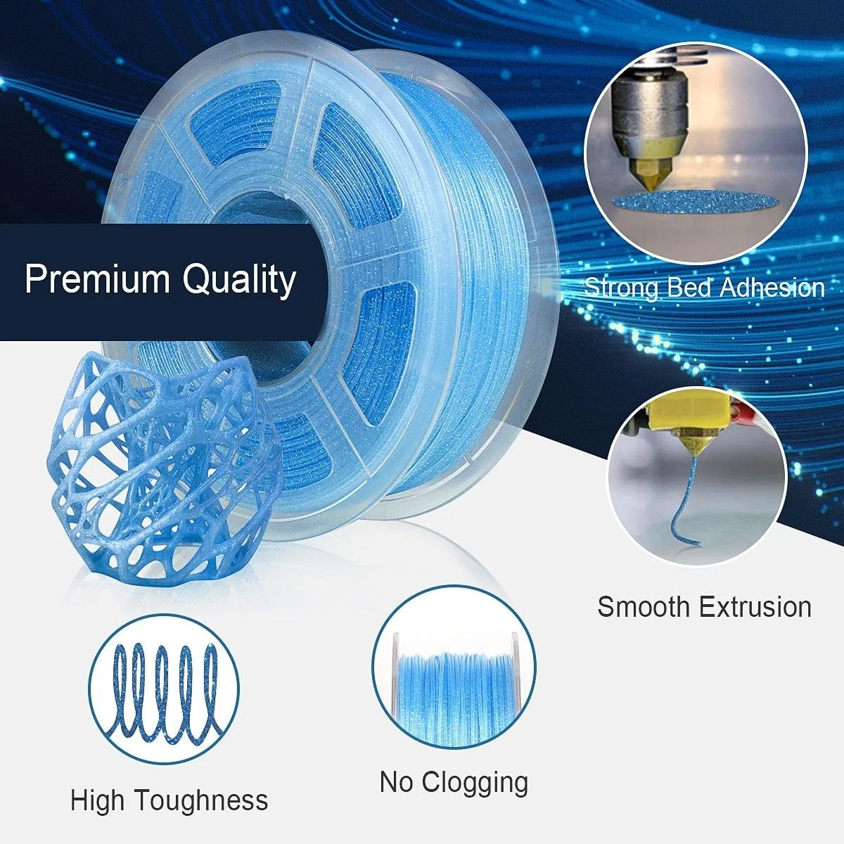 SUNLU Twinkling PLA: Make Your Prints Sparkle And Glitter, 1.75mm 3d Printer Filament 1kg 2.2lbs